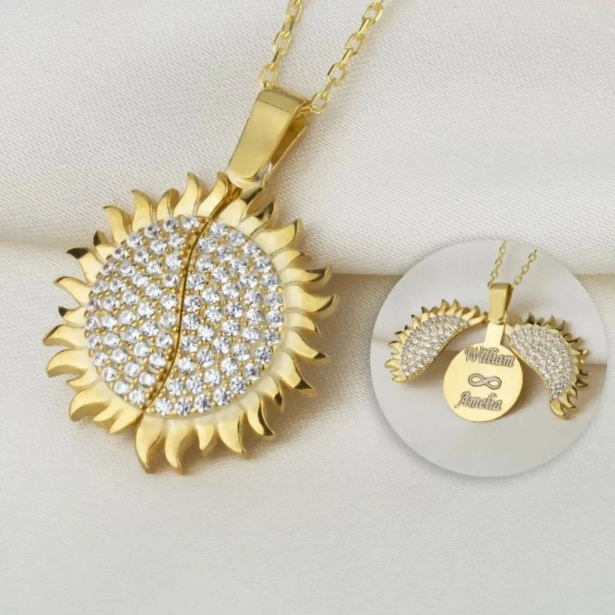 SONNE GRAVUR HALSKETTE | 925 SILBER