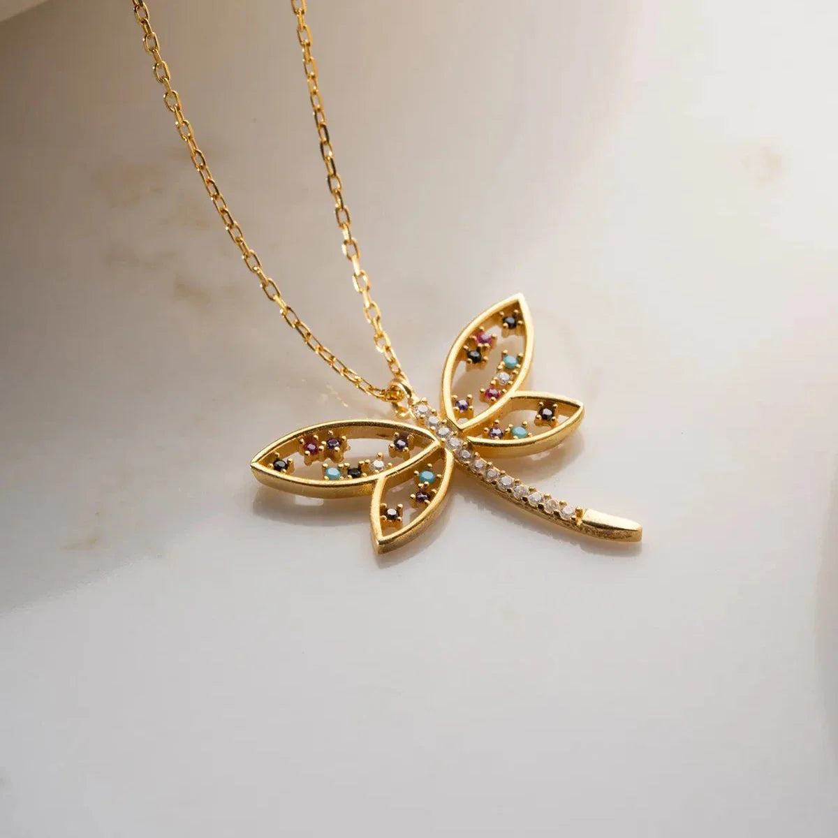 BUNTE LIBELLE HALSKETTE | 925 SILBER