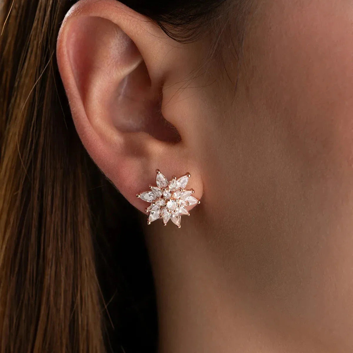 LOTUS & EISZAPFEN ZIRKONIA BLÜTEN OHRRINGE | 925 SILBER