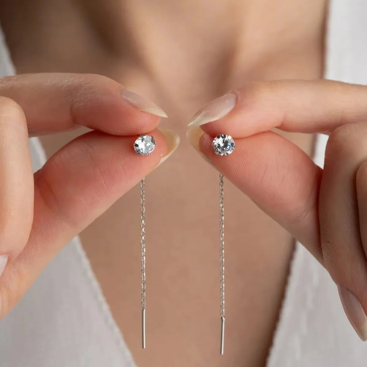 DIAMANT DESIGN HÄNGENDE OHRRINGE | 925 SILBER