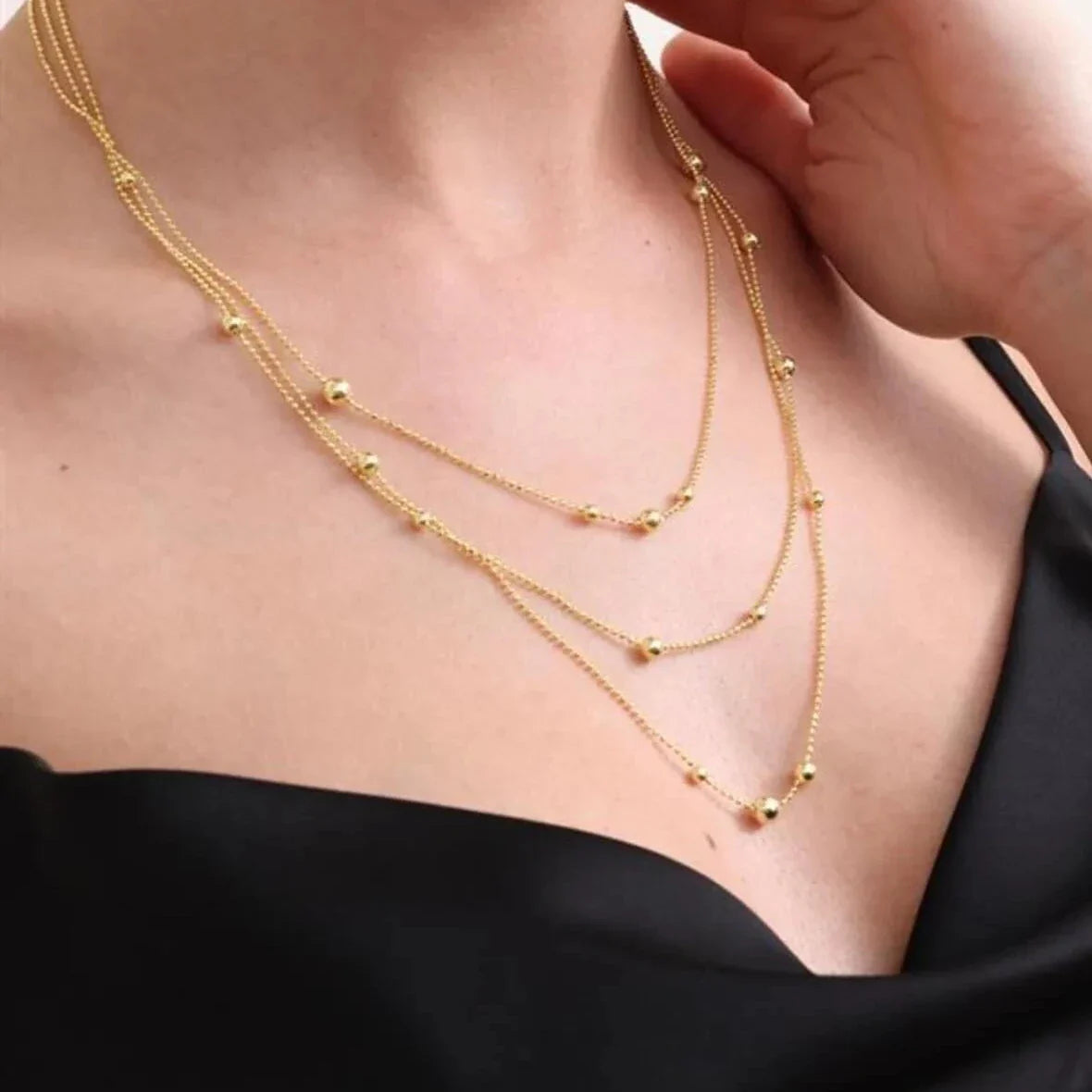 3 REIHEN DORIKA BULK HALSKETTE | 925 SILBER