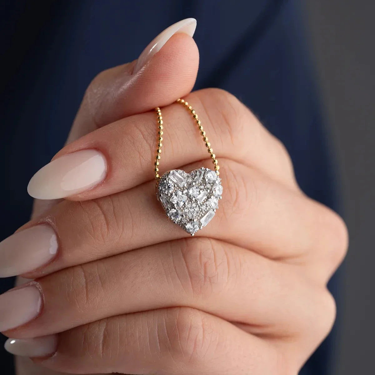 BAGUETTE STEIN HERZ HALSKETTE | 925 SILBER