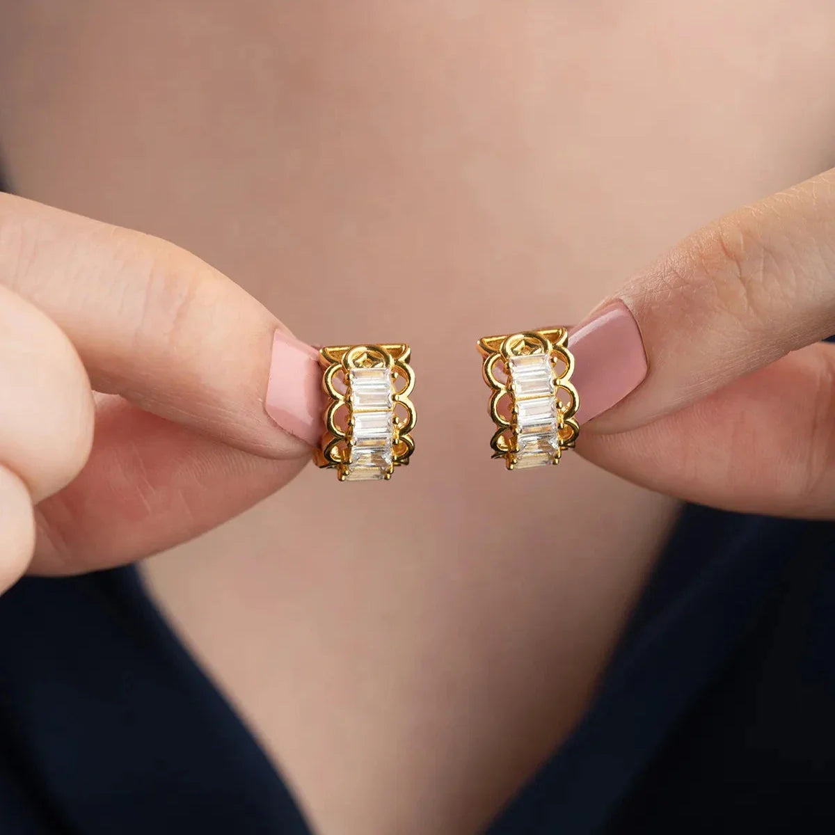 ELARIA WHITE BAGUETTE OHRRINGE | 925 SILBER