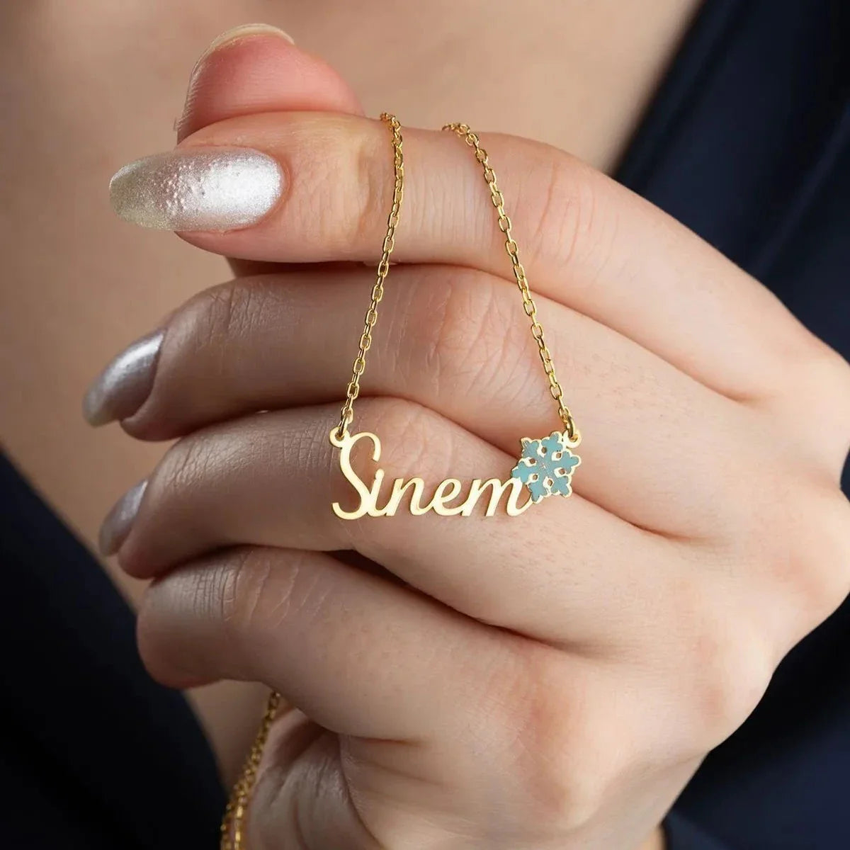 NAMENSKETTE MIT SCHNEEFLOCKE | 925 SILBER