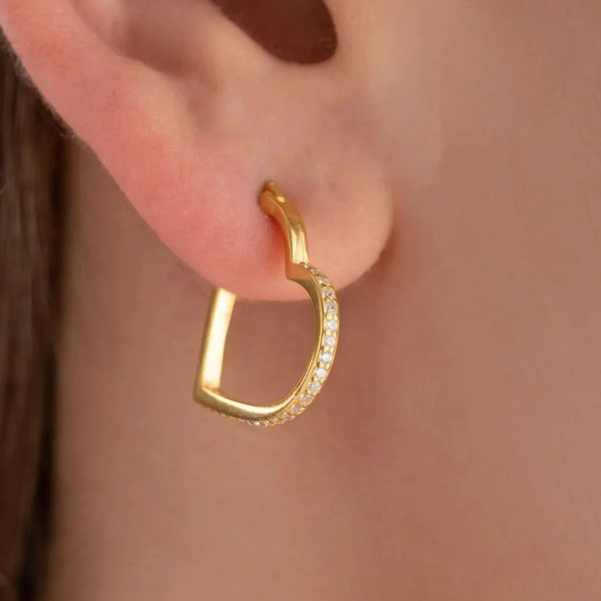 ZIRKONIA HERZ OHRRINGE | 925 SILBER