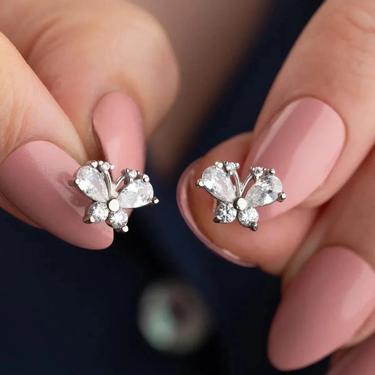 SCHMETTERLING BAGUETTE STEIN OHRRINGE | 925 SILBER