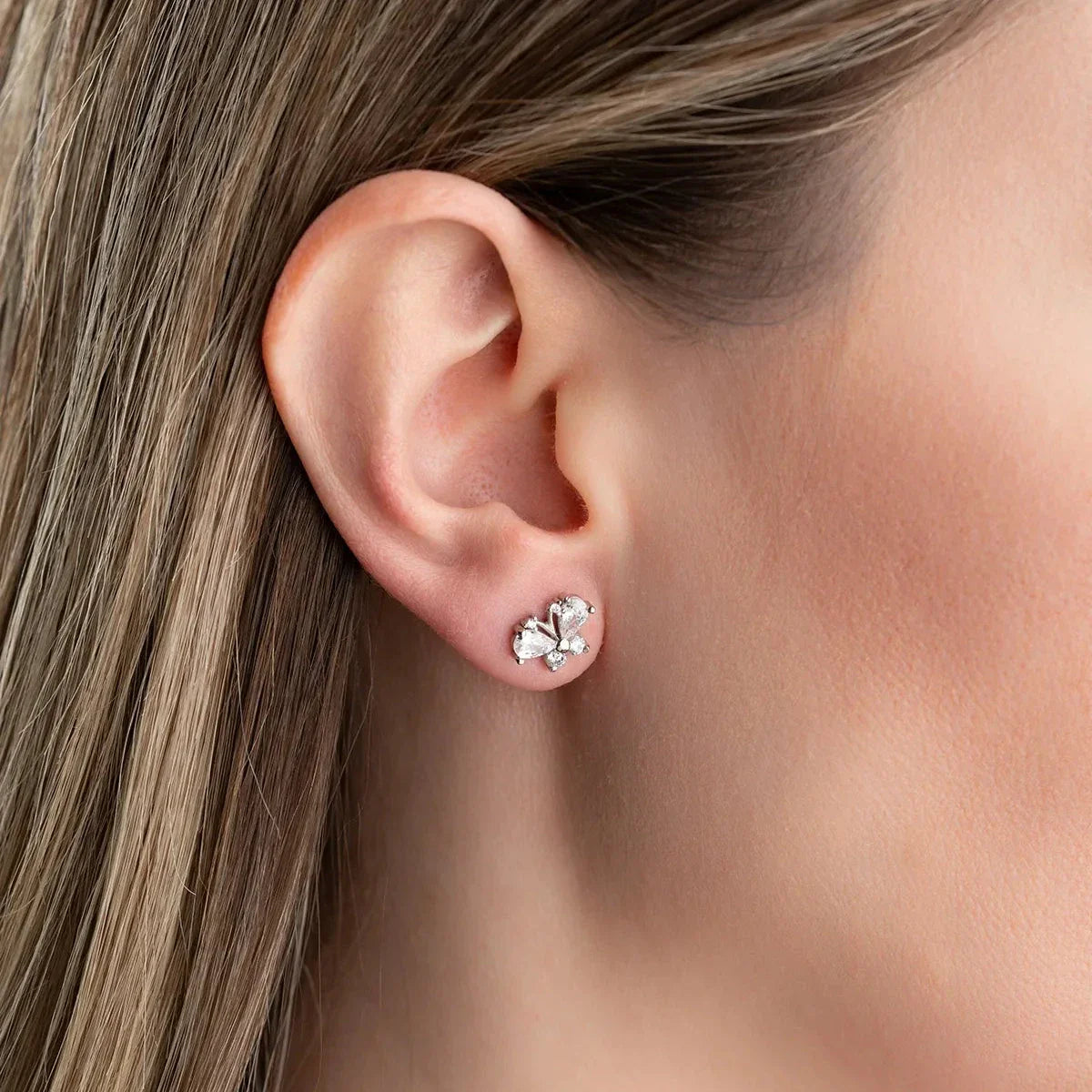 SCHMETTERLING BAGUETTE STEIN OHRRINGE | 925 SILBER