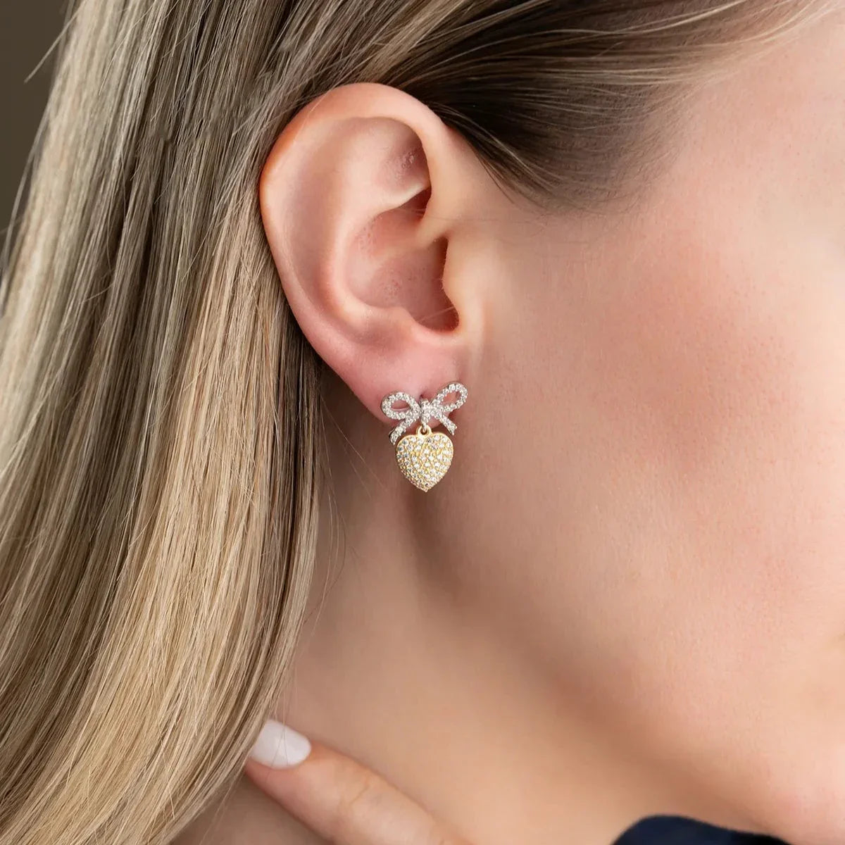 BOGEN HERZ OHRRINGE | 925 SILBER