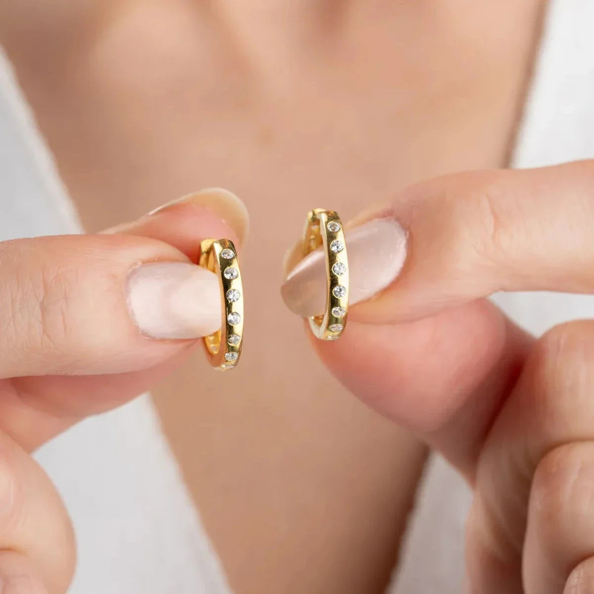 MINI CREOLEN ZIRKONIA OHRRING | 925 SILBER