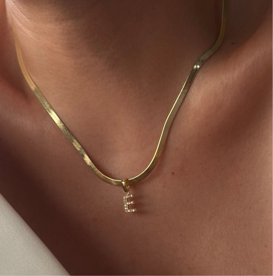 SNAKE ZIRCONIA LETTER NECKLACE | 925 SILVER
