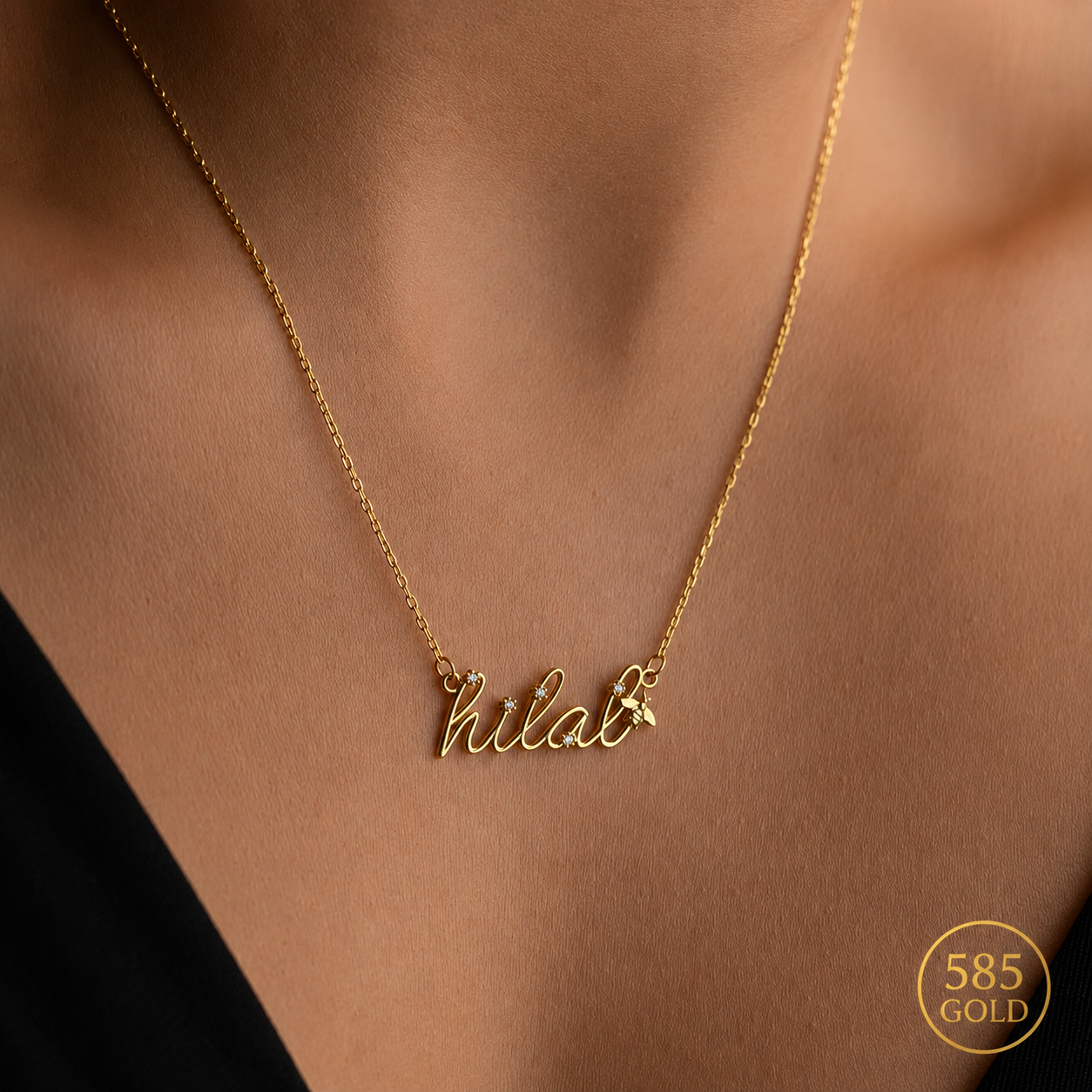 SHINE BEE NAMENSKETTE | 14K GOLD
