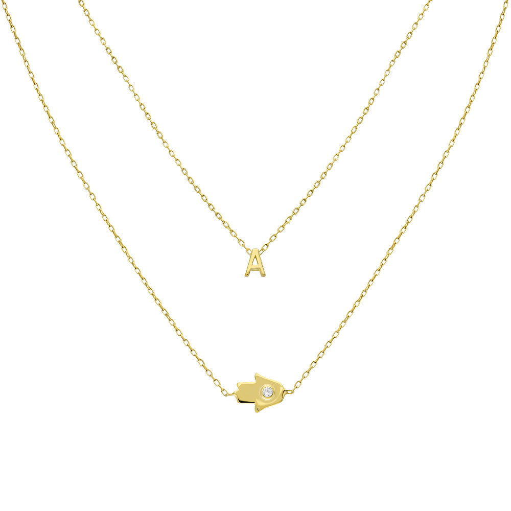 COMBO HAND INITIALEN NECKLACE - 925 SILBER