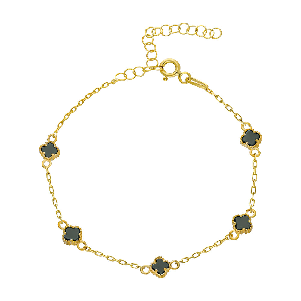 MINIMAL GRÜNER KLEE ARMKETTE | 925 SILBER