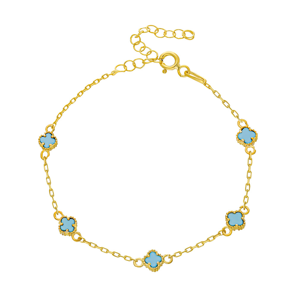 MINIMAL TURKIS KLEE ARMKETTE | 925 SILBER