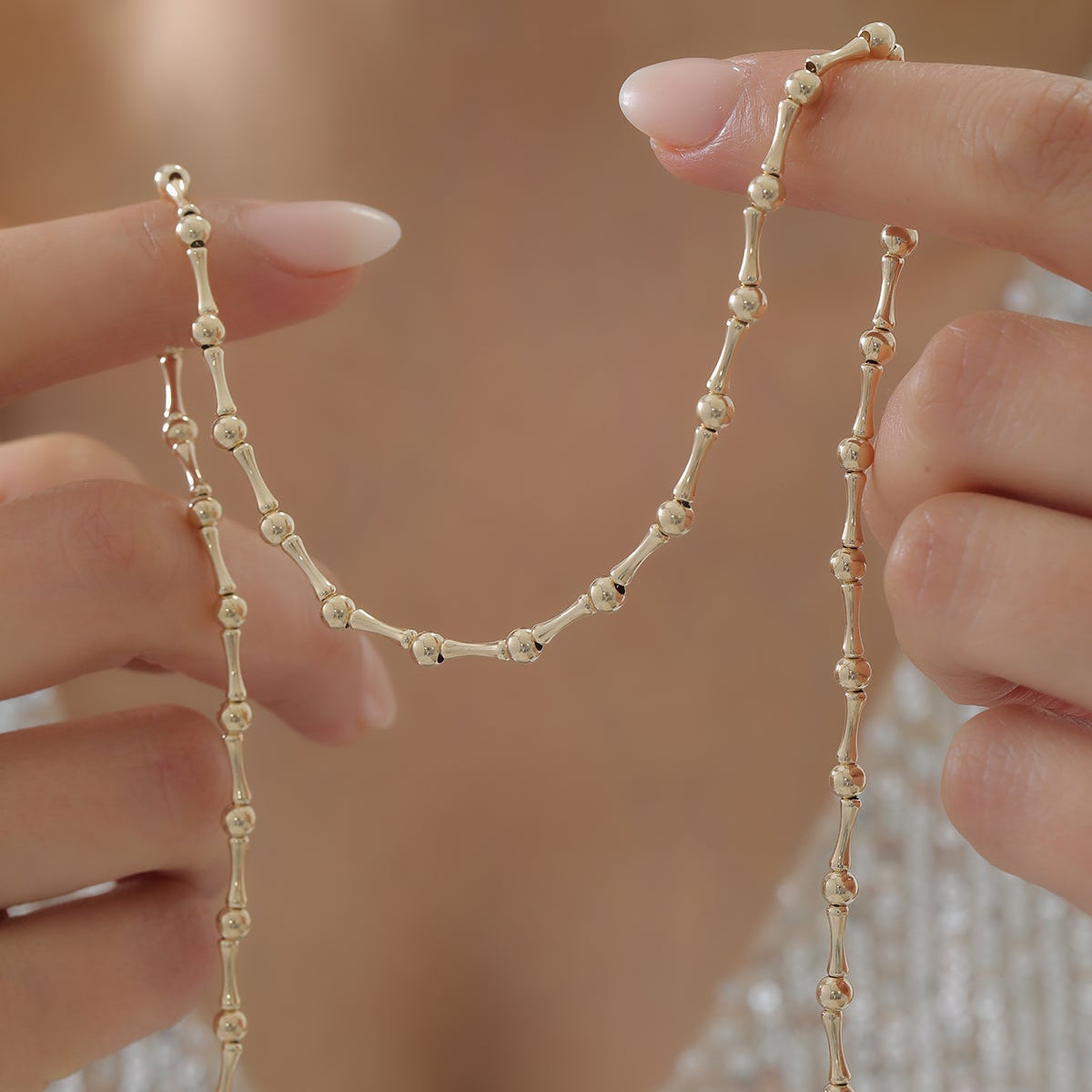 ITALIENISCHE KUGEL-KNOCHENKETTE HALSKETTE | 14K GOLD