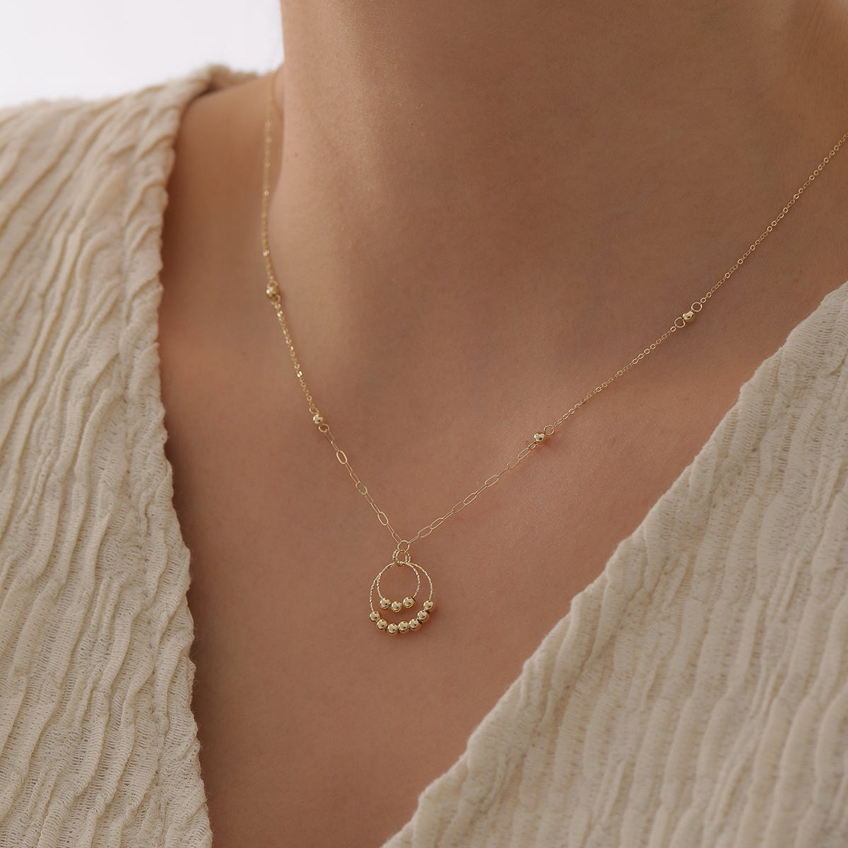 RUNDE GLÄNZENDE KUGELRINGE HALSKETTE | 14K GOLD