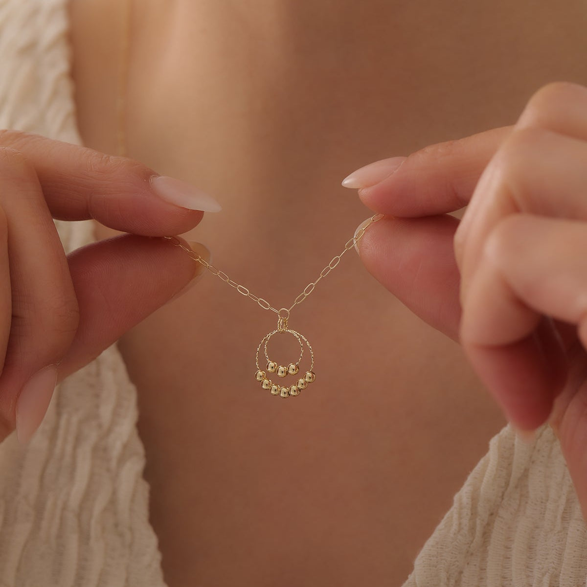 RUNDE GLÄNZENDE KUGELRINGE HALSKETTE | 14K GOLD