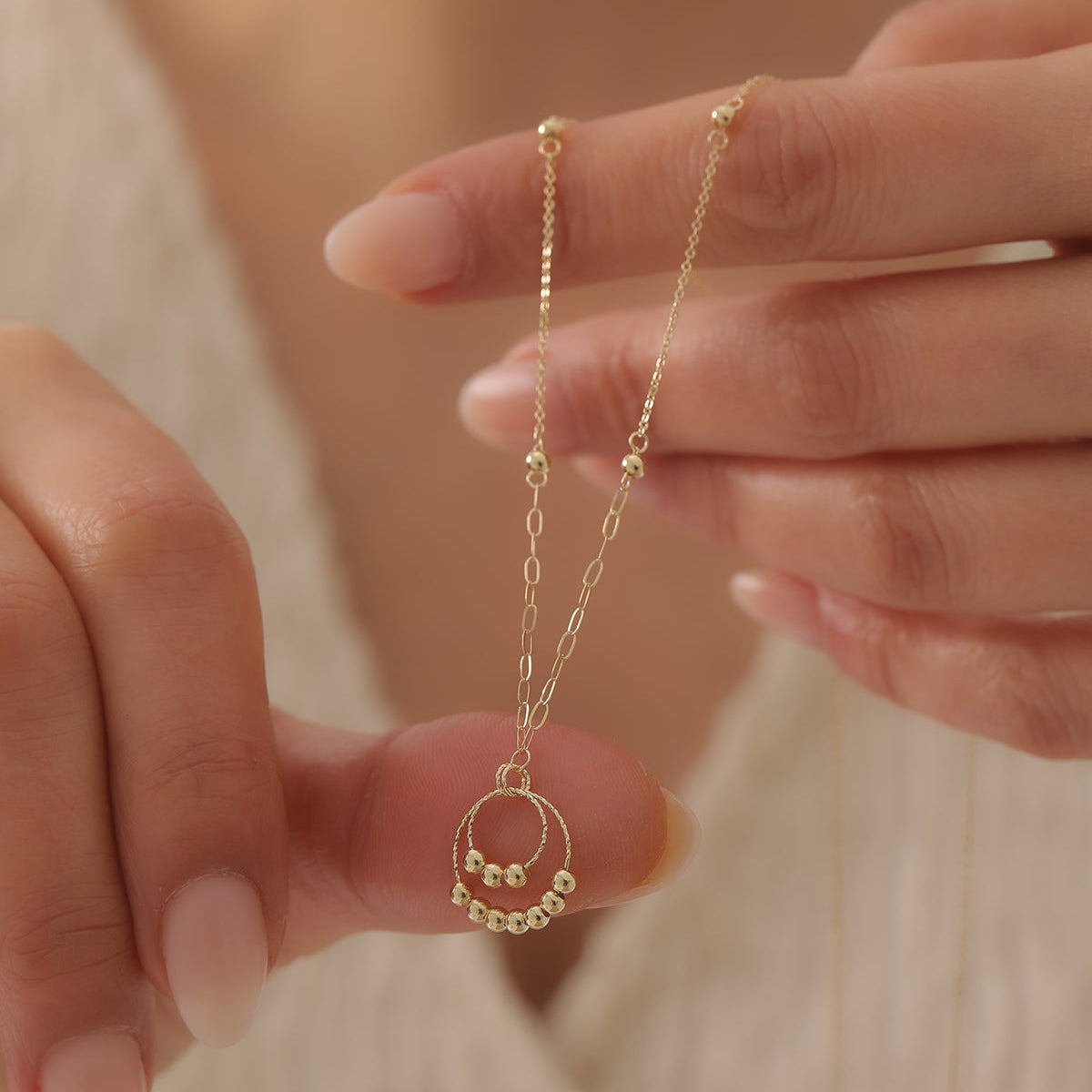 RUNDE GLÄNZENDE KUGELRINGE HALSKETTE | 14K GOLD
