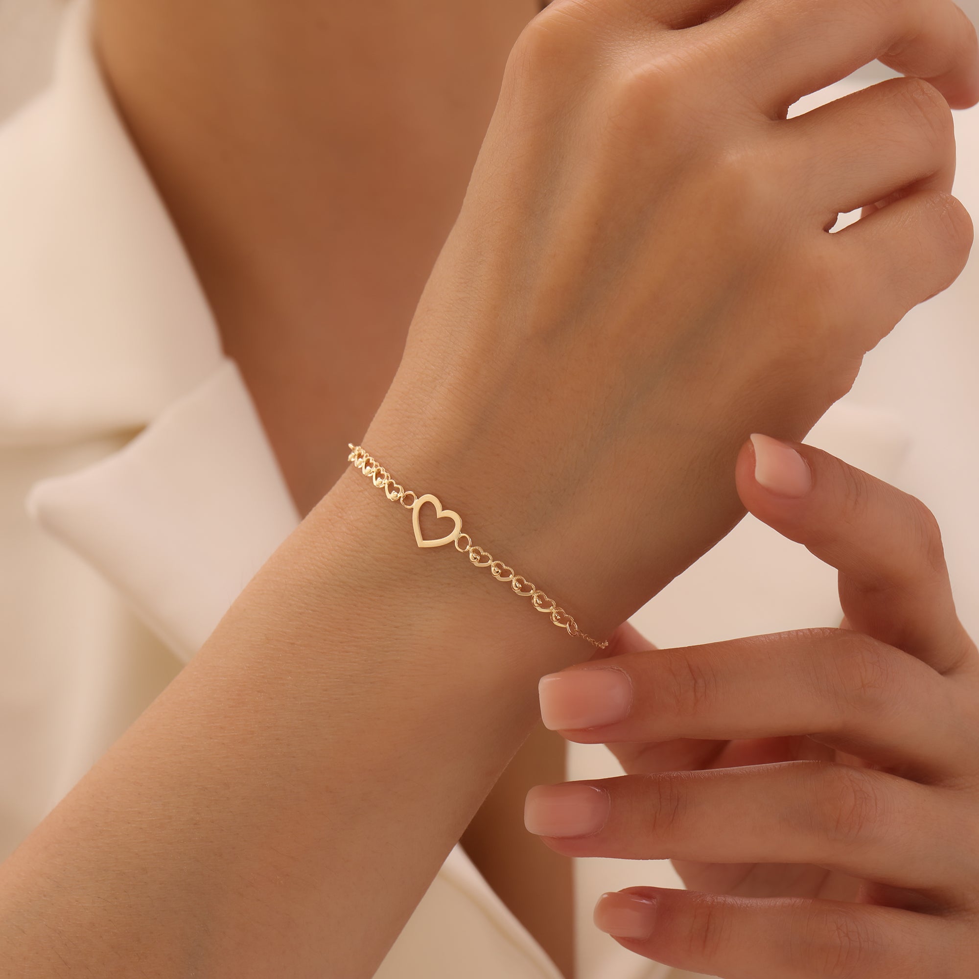 HERZ MIT KETTE HERZ ARMKETTE | 14K GOLD