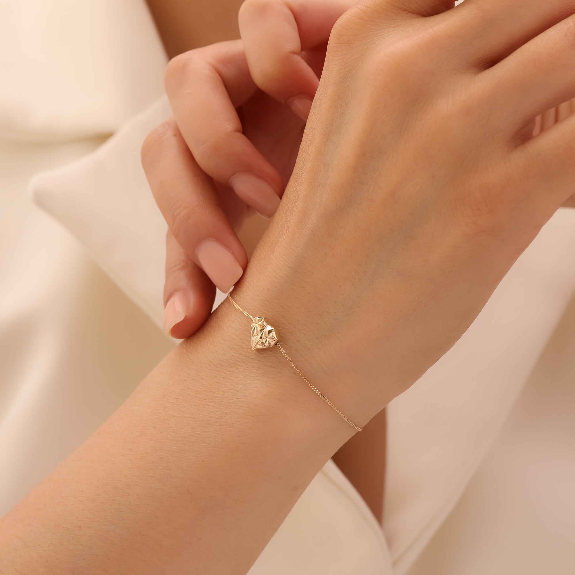 DIAMOND HERZ ARMKETTE | 14K GOLD