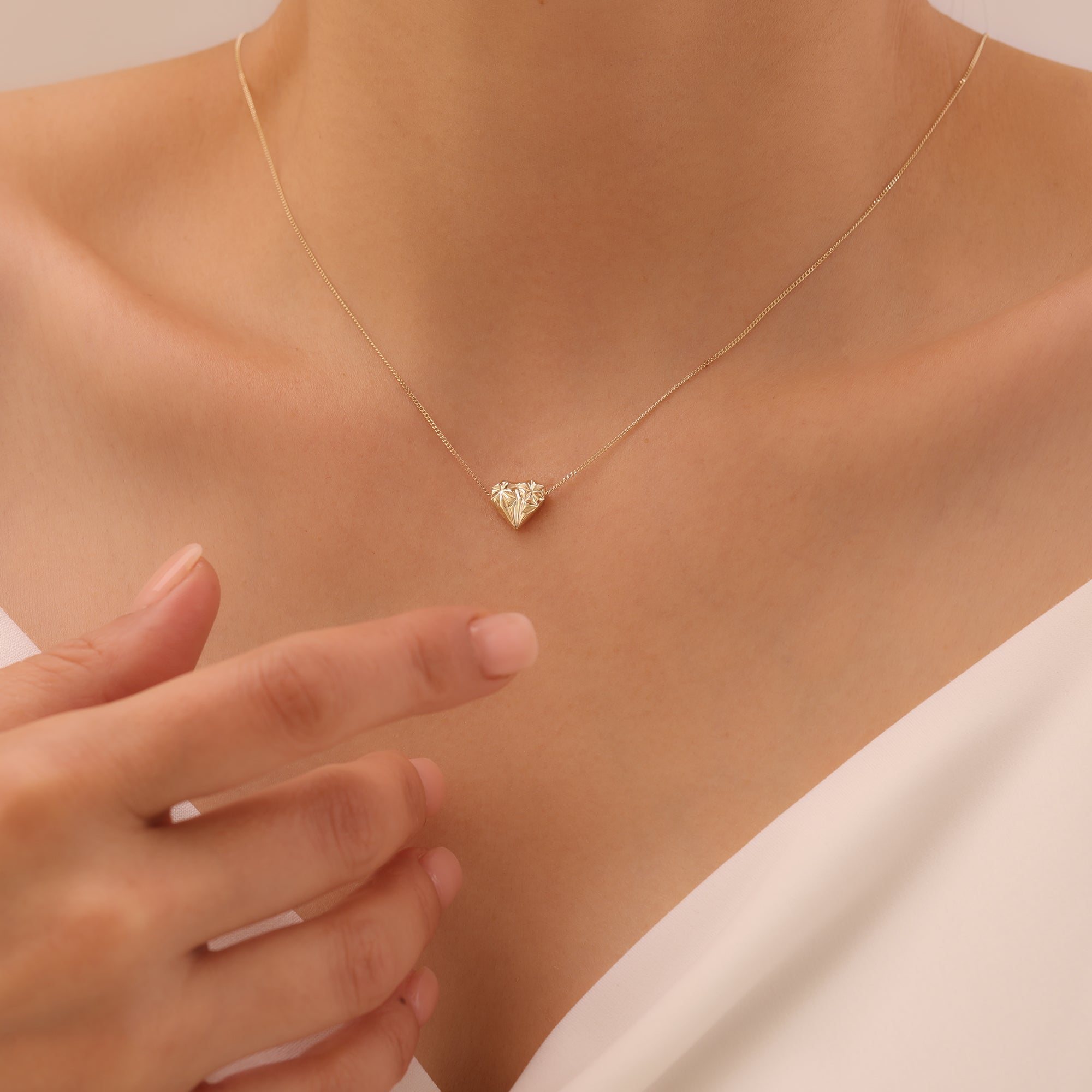 DIAMANTGESCHNITTENES HERZ DESIGN HALSKETTE | 14K GOLD