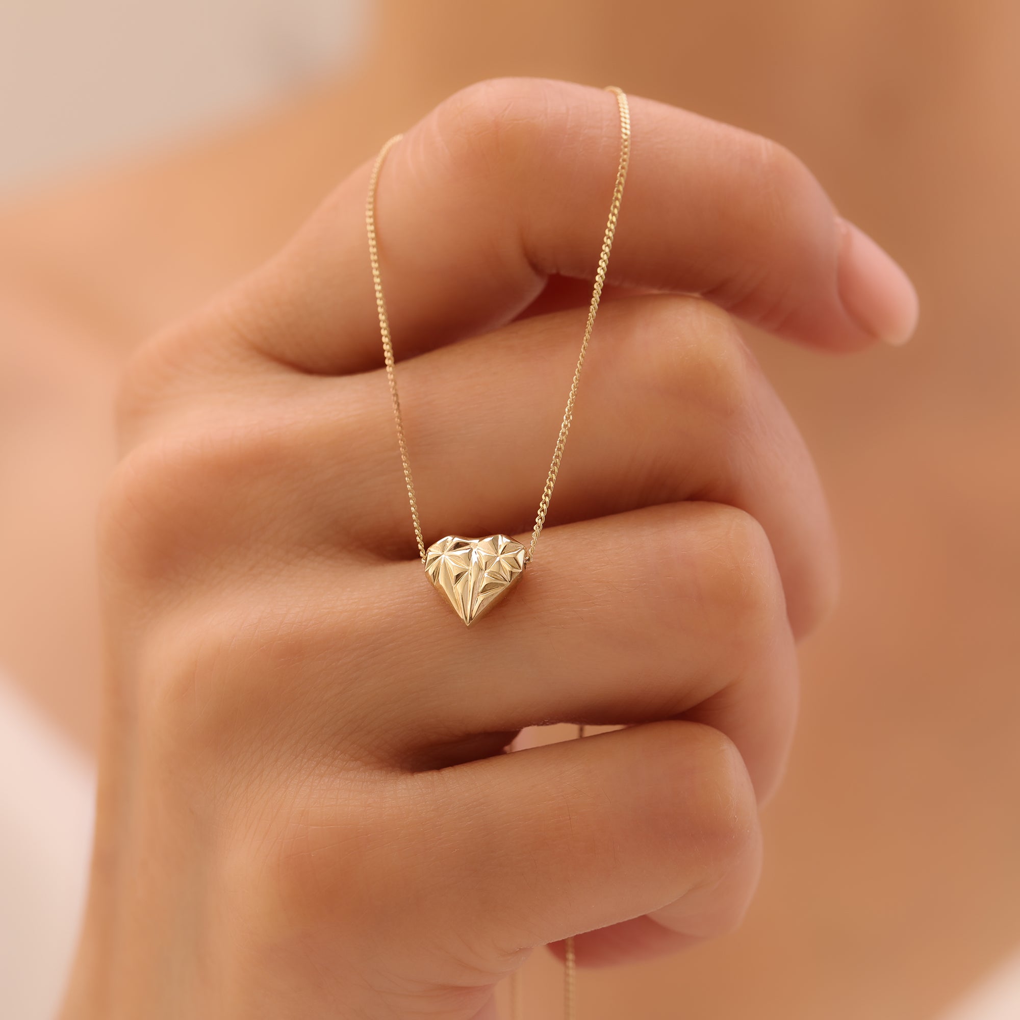 DIAMANTGESCHNITTENES HERZ DESIGN HALSKETTE | 14K GOLD