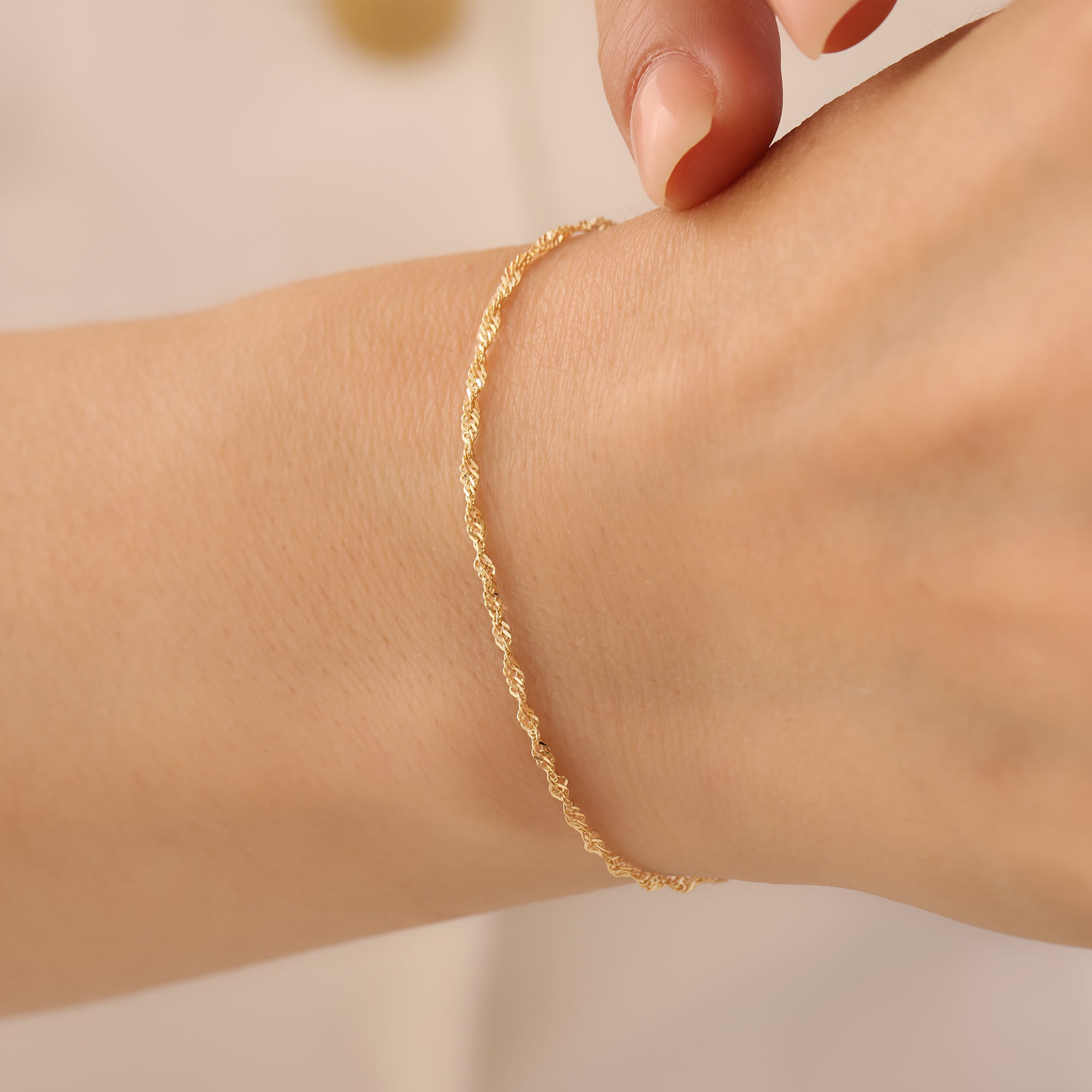 ELEGANTE GEDREHTE SPIRAL-KETTE ARMKETTE | 14K GOLD