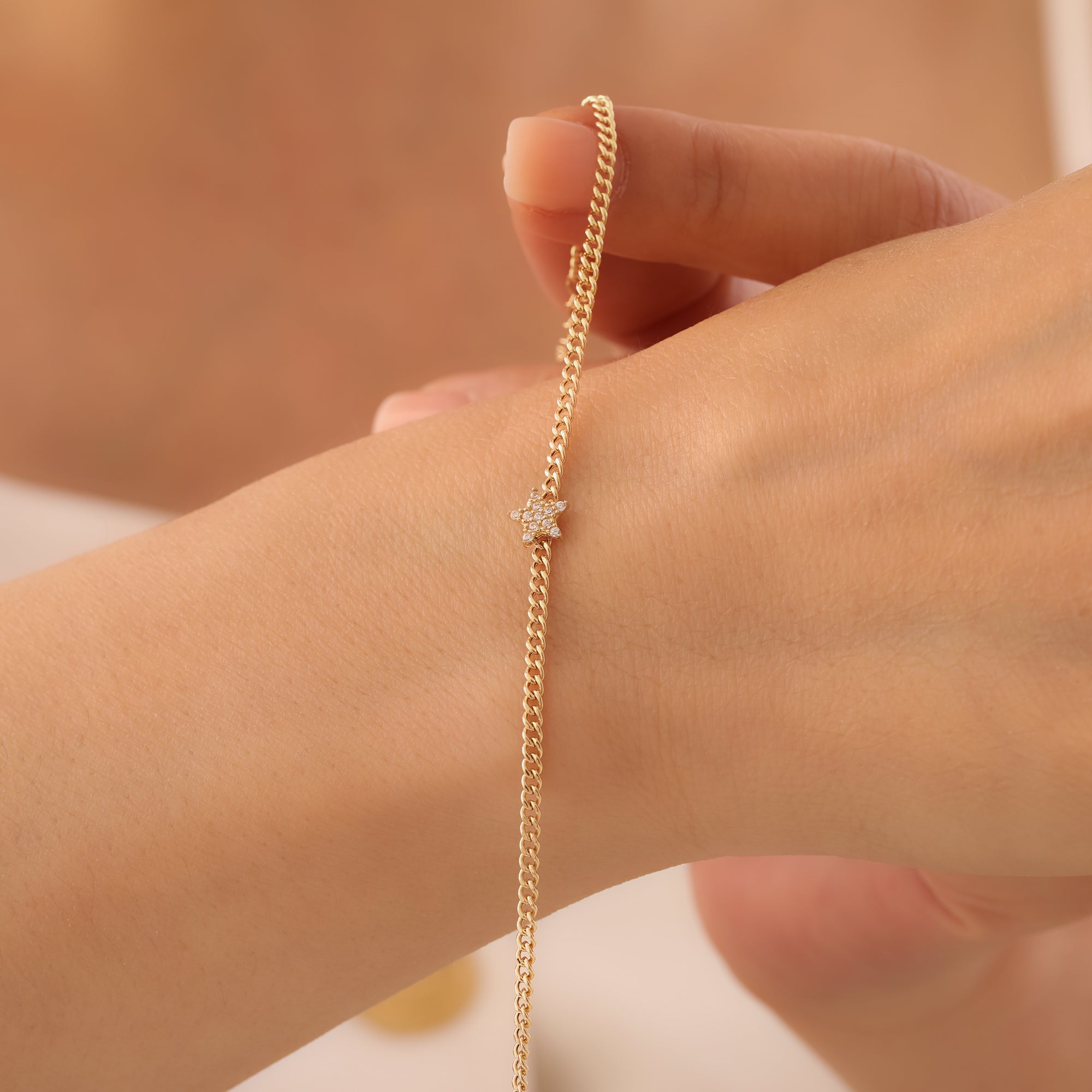 ZIRKONSTEIN STERNKETTE ARMKETTE | 14K GOLD