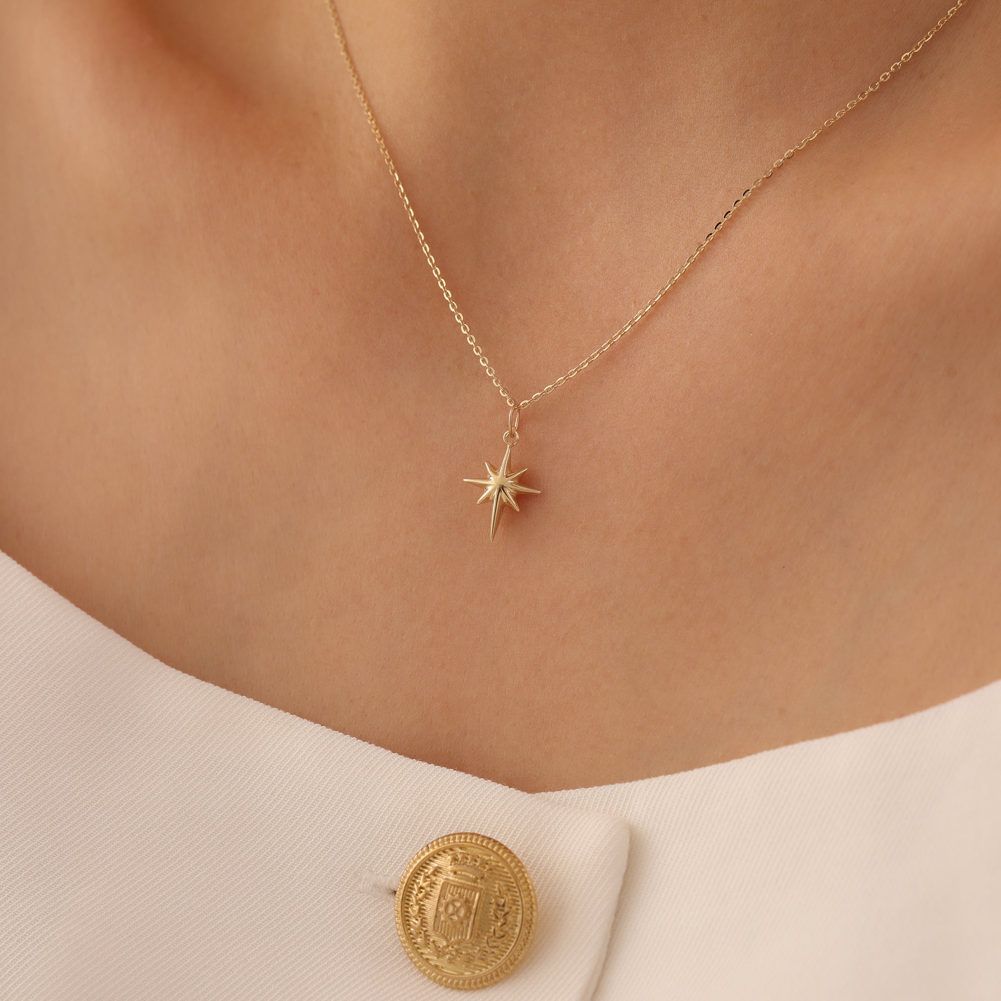 MINIMAL ORIENTIERENDER POLARSTERN ANHÄNGER | 14K GOLD