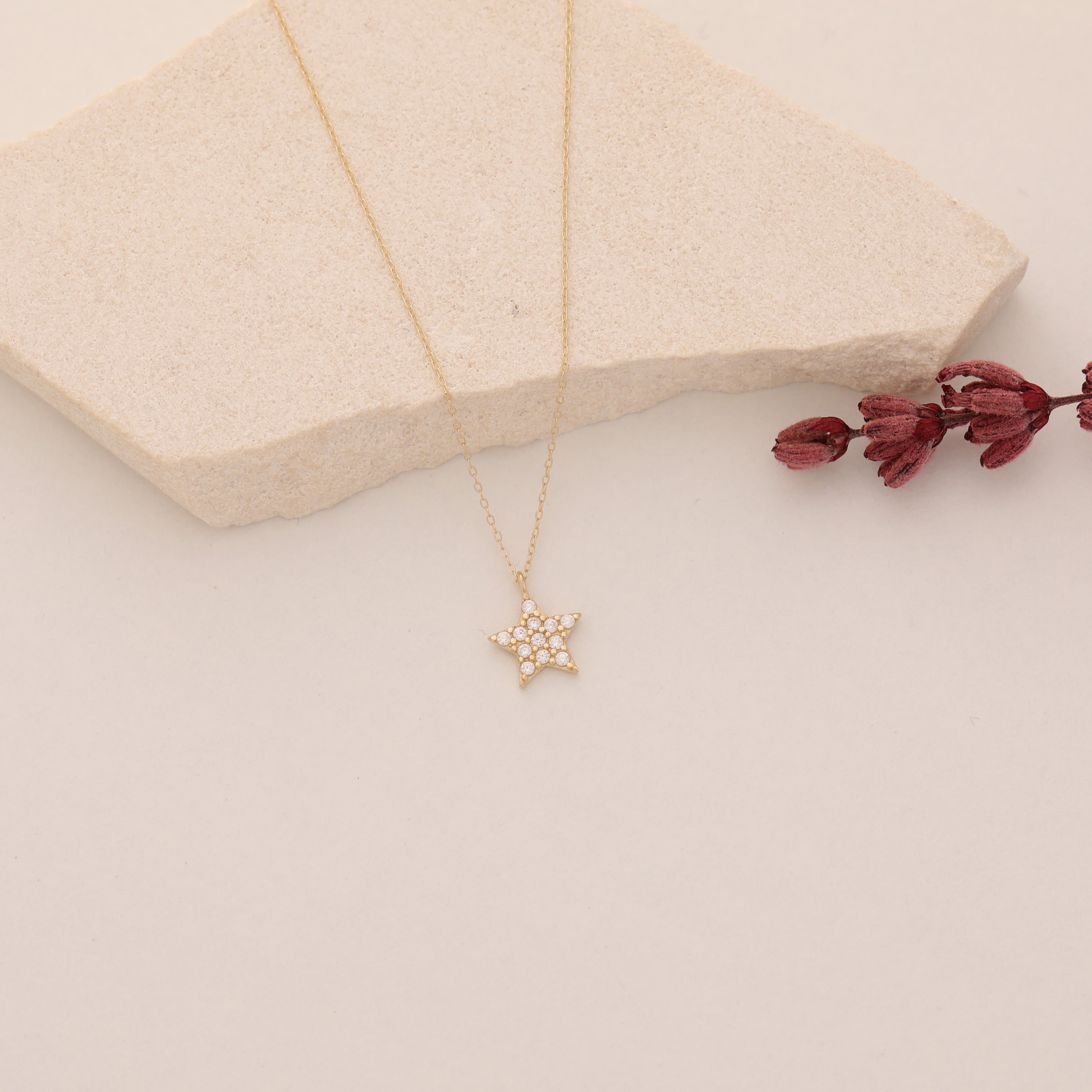 ZIRKONIA- STERN HALSKETTE | 14K GOLD