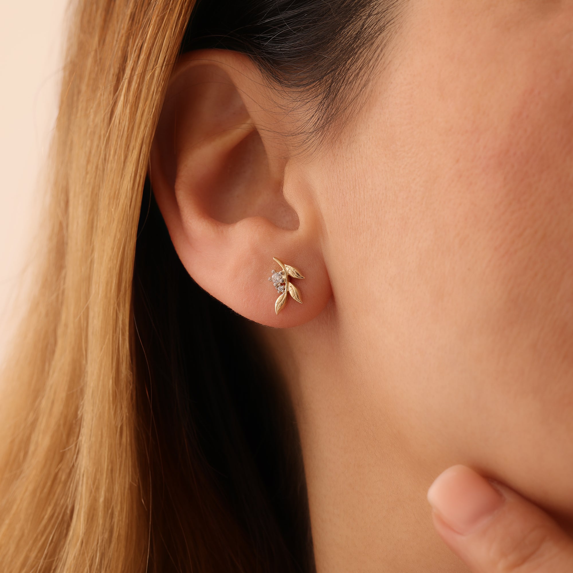 ZIRKONSTEIN-OLIVENZWEIG-OHRRINGE | 14K GOLD