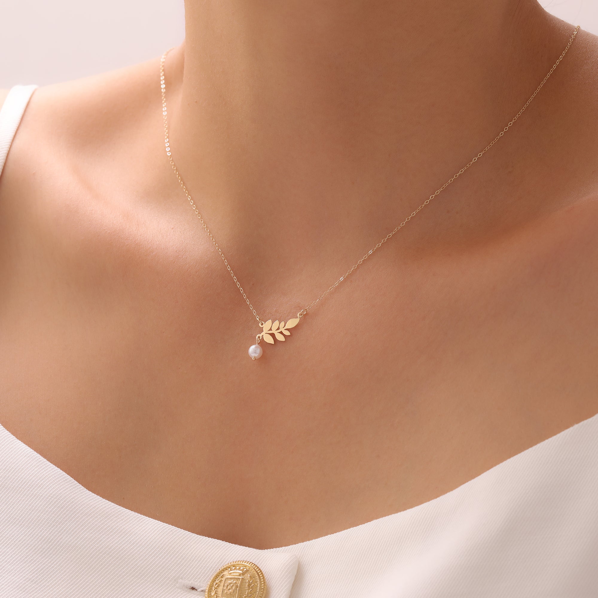 PERLENBLATT HALSKETTE | 14K GOLD