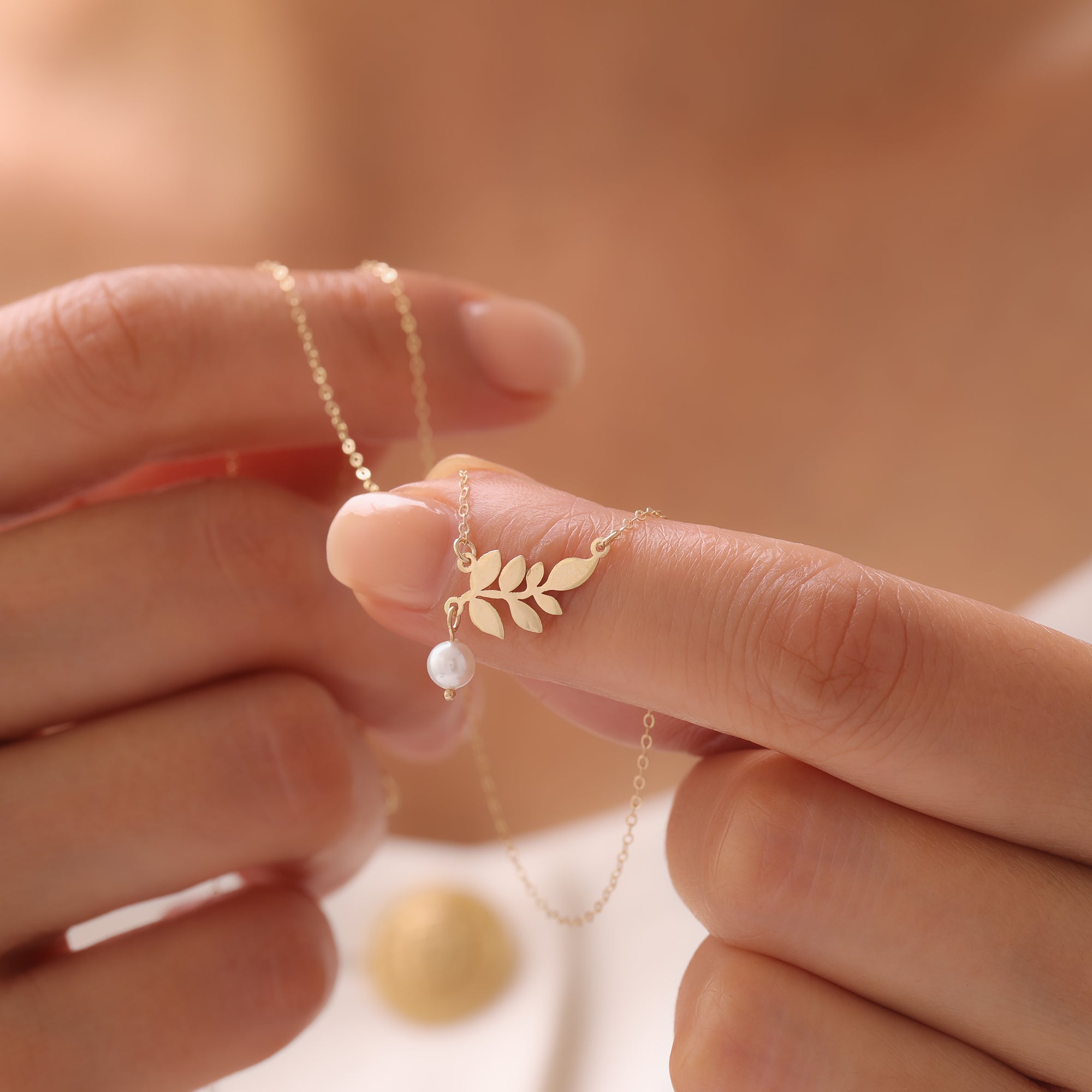 PERLENBLATT HALSKETTE | 14K GOLD