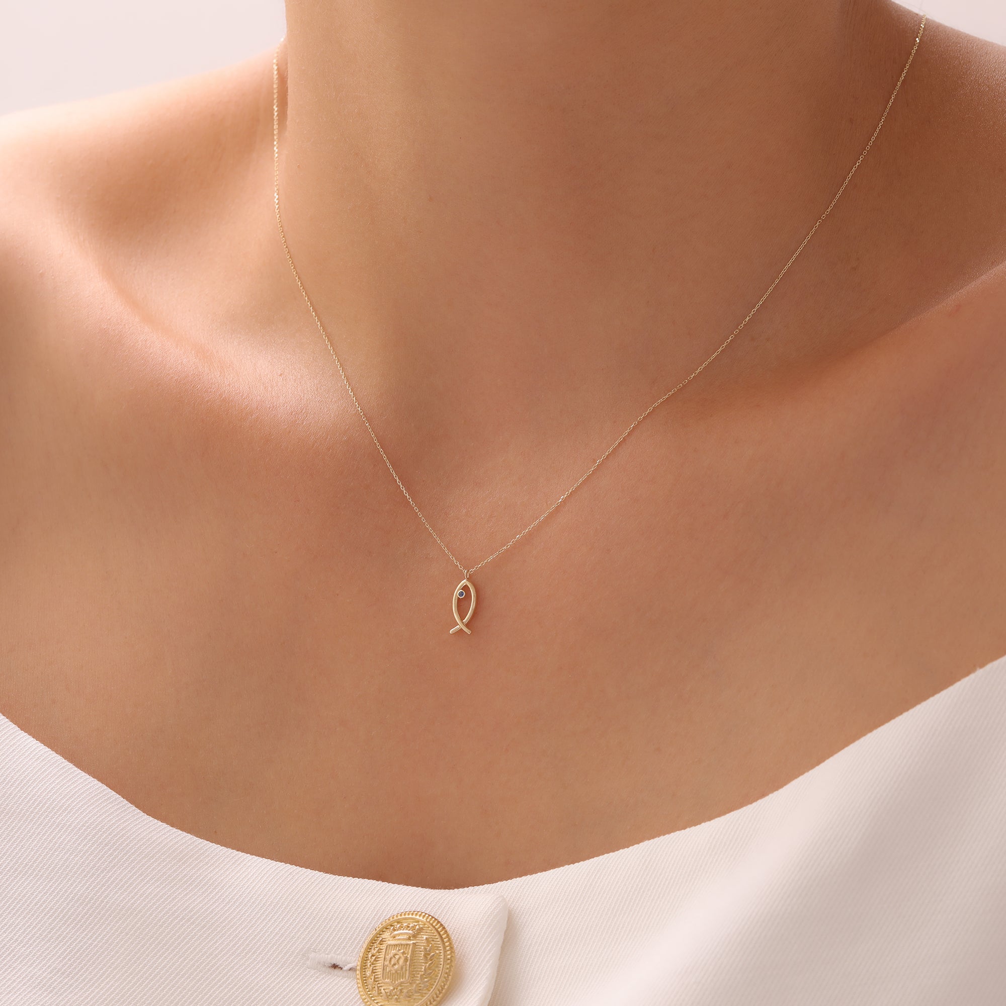 MINIMALISTISCHE FISCH HALSKETTE | 14K GOLD