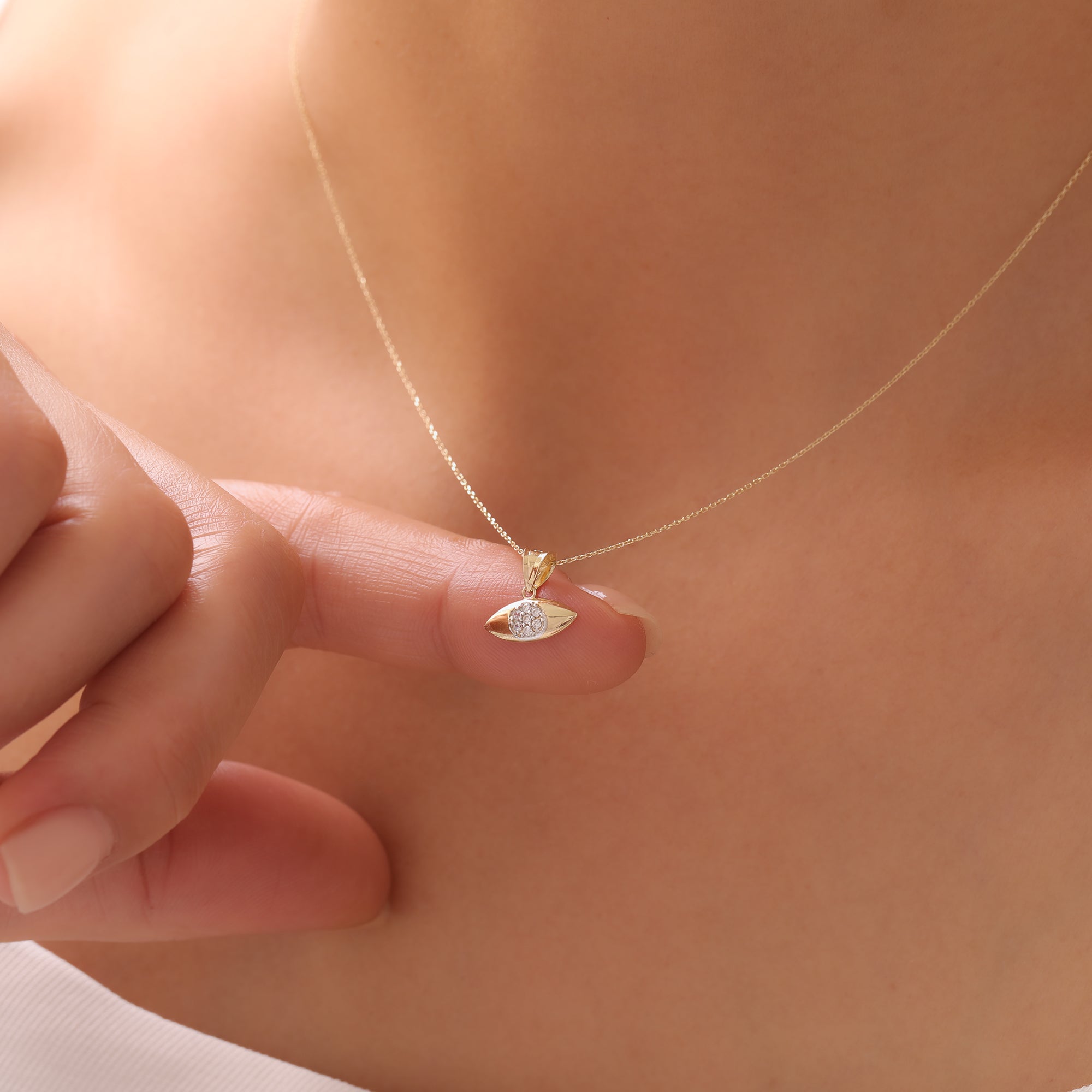 ZIRKONSTEIN AUGE ANHÄNGER | 14K GOLD