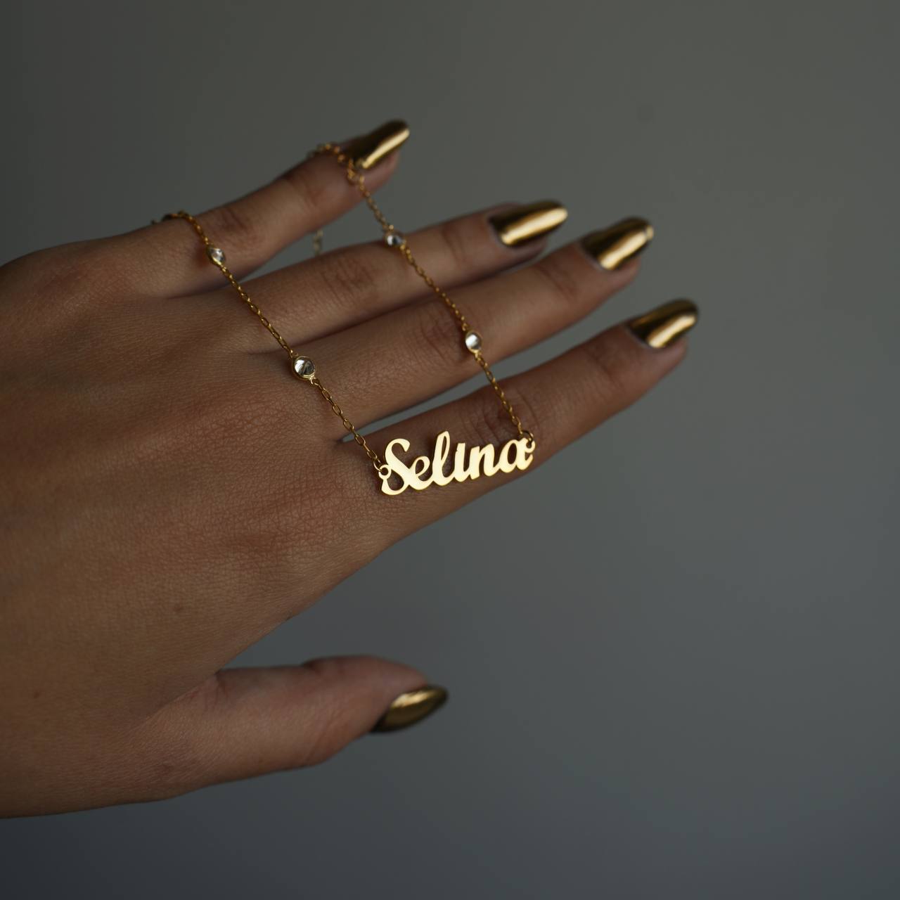 Double Zirkonia Namens Halskette - 925 SILBER