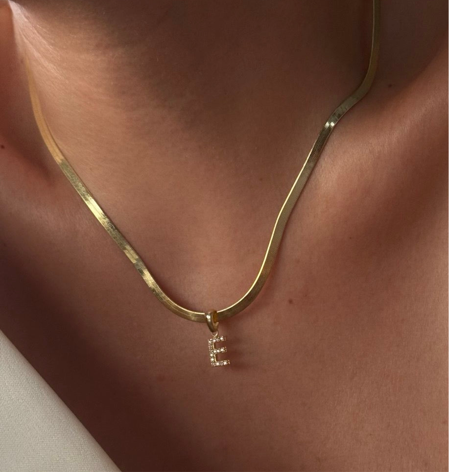 SNAKE ZIRCONIA LETTER NECKLACE | 925 SILVER