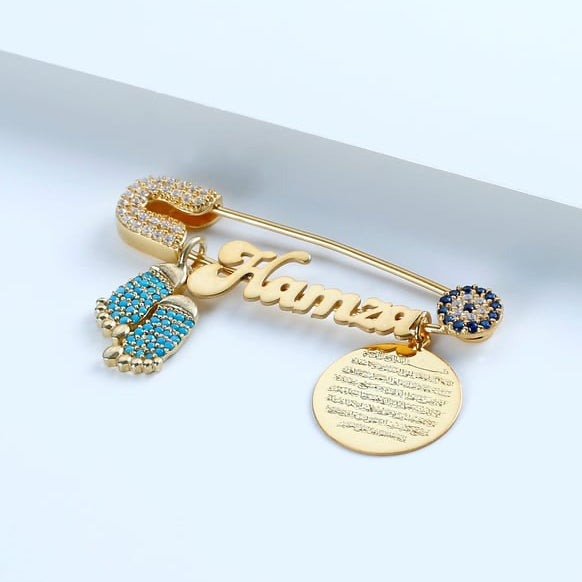 BABY STECKNADEL MIT DUA & WUNSCHNAME | 925 SILBER