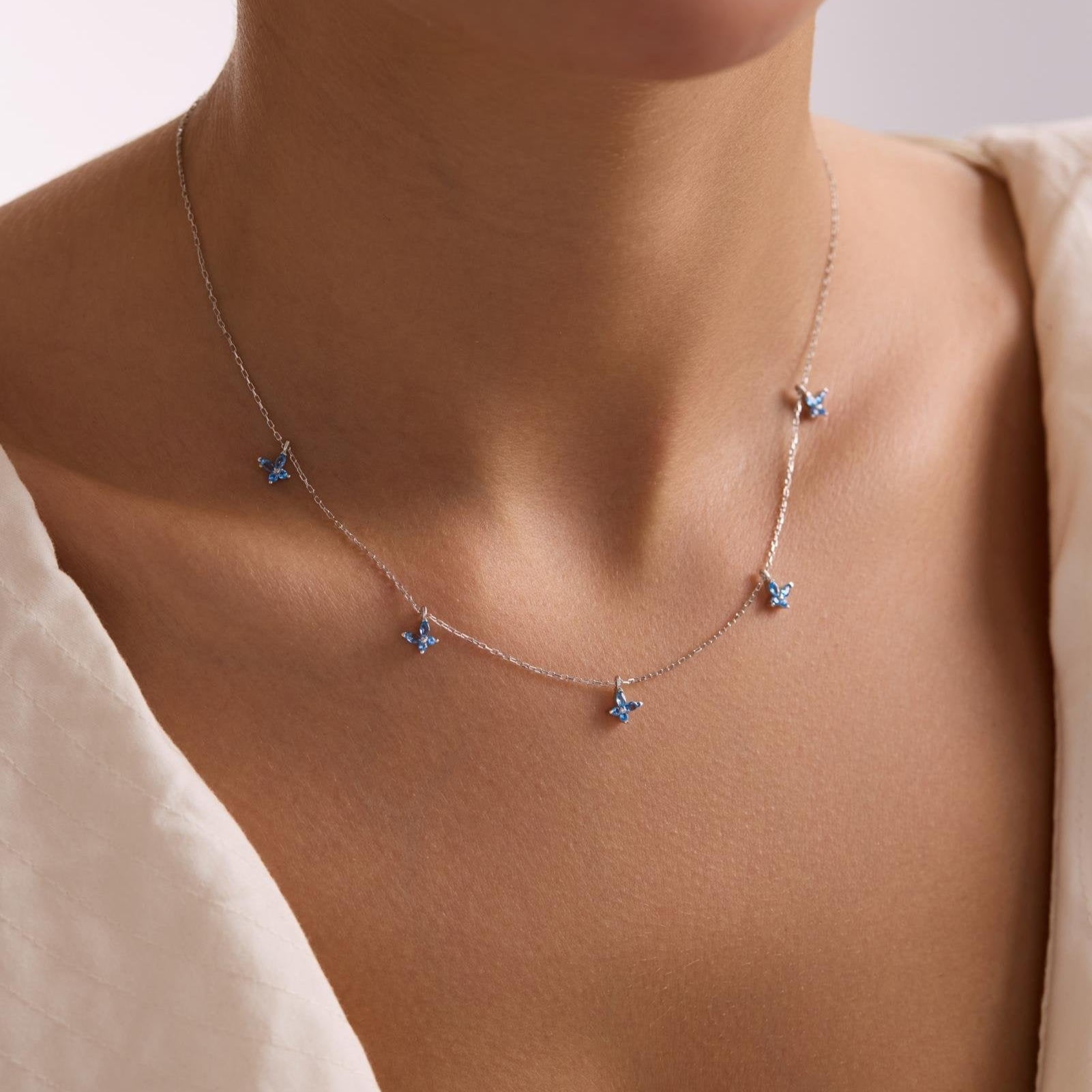 BUTTERFLY AQUA KETTE | 925 SILBER