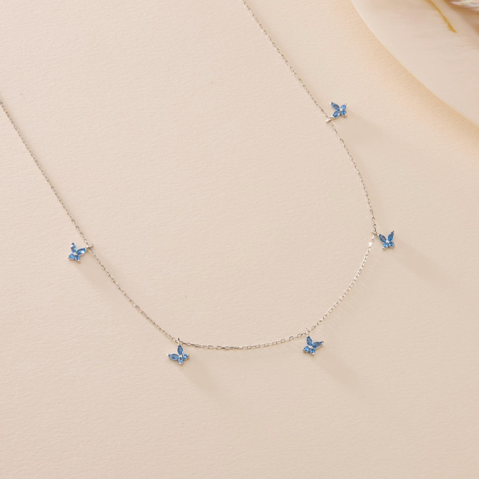 BUTTERFLY AQUA KETTE | 925 SILBER