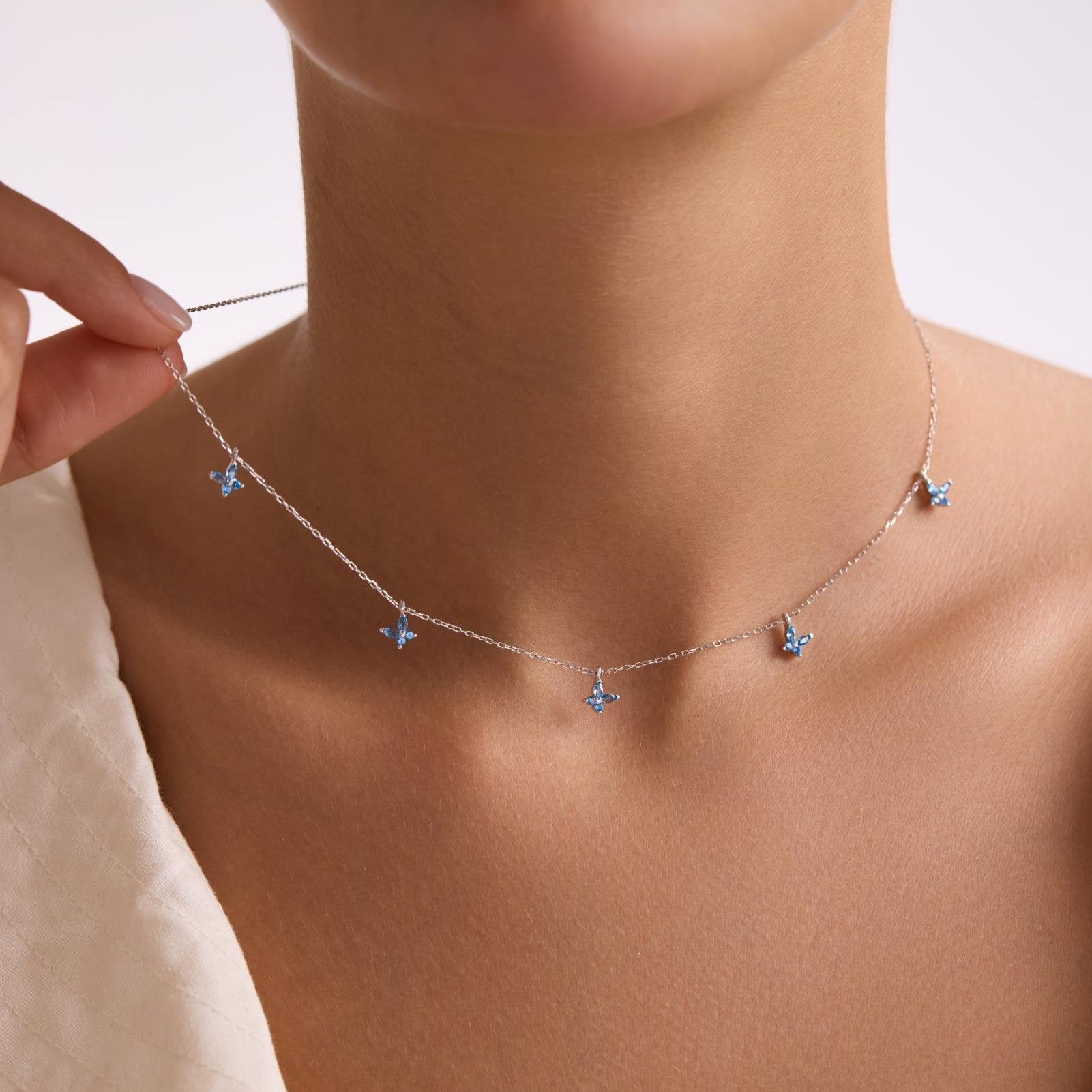 BUTTERFLY AQUA KETTE | 925 SILBER