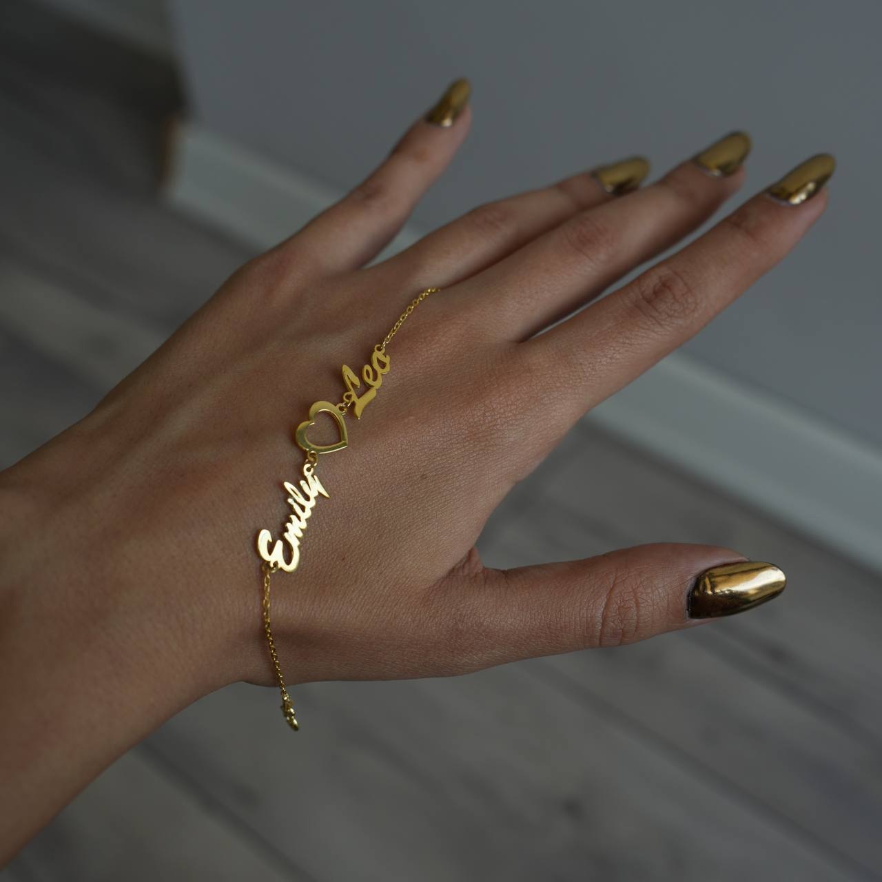 Two Names Bracelet with Heart Frame | 925 Silver