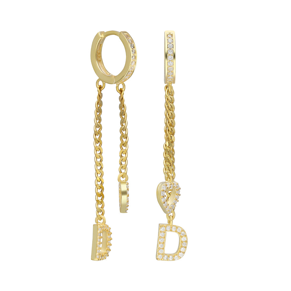 HÄNGENDE BUCHSTABEN OHRRINGE MIT HERZ II | 925 SILBER