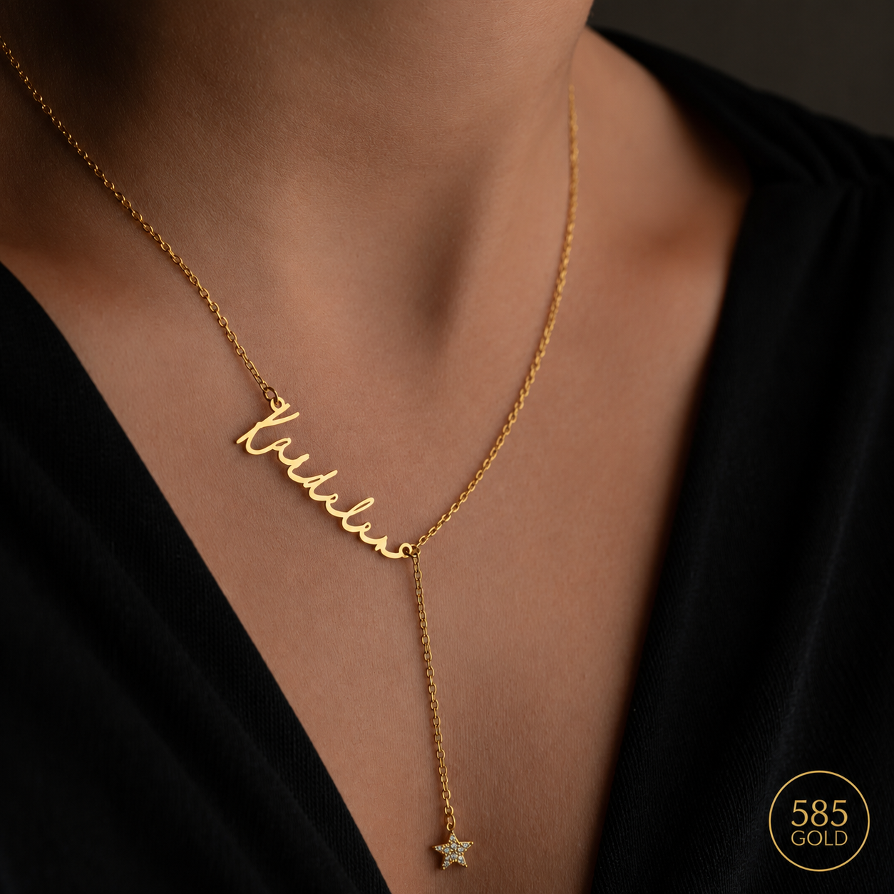 WAAGERECHT STAR NAMENSKETTE | 14K GOLD