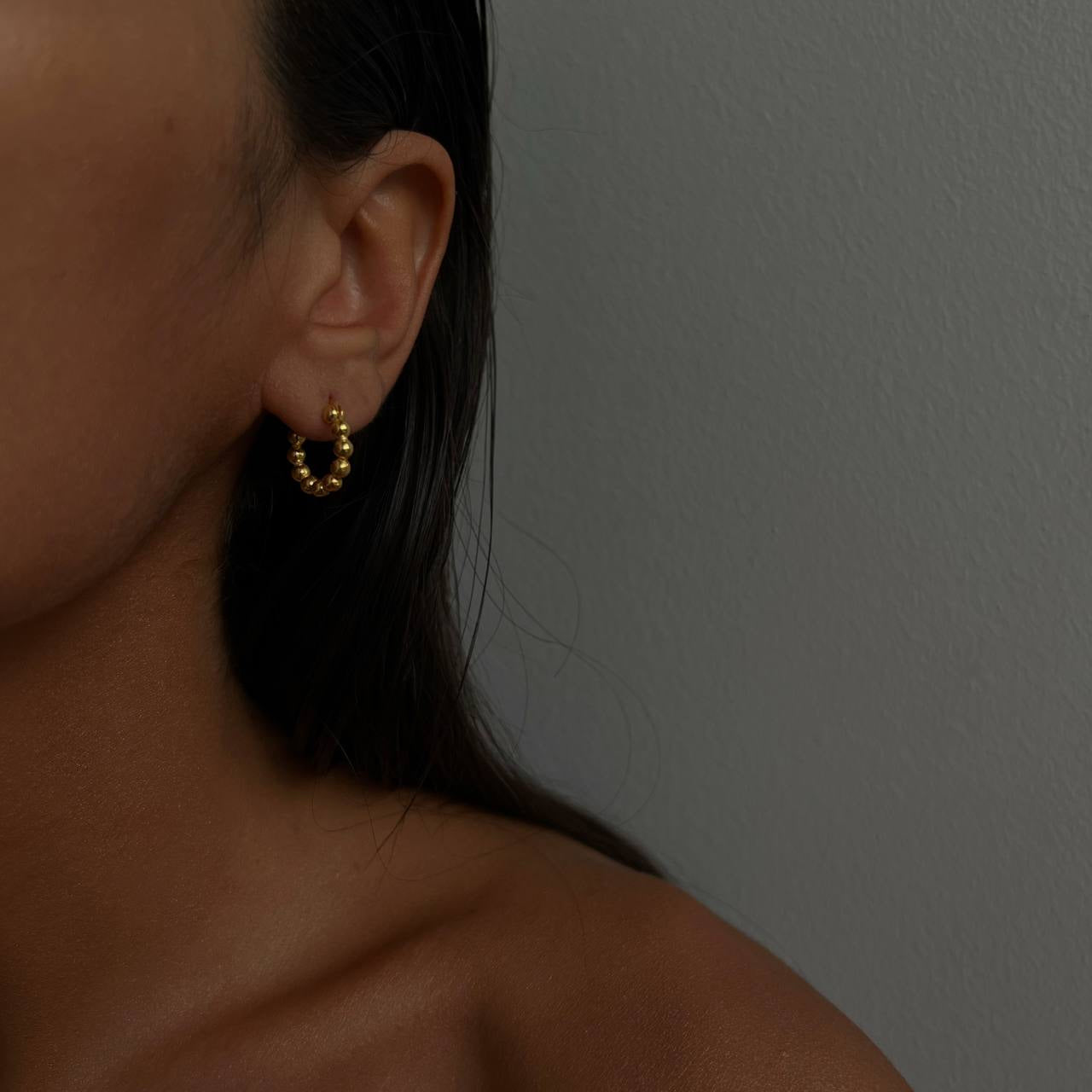 22mm Round Beaded Hoop Earrings (7030528016429)