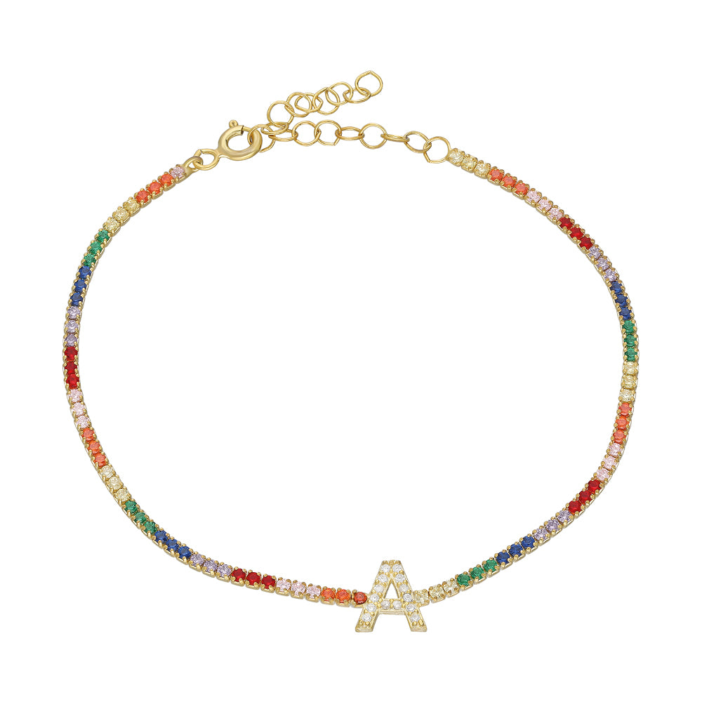 Colorfull Iced out Letter Bracelet - 925 SILBER