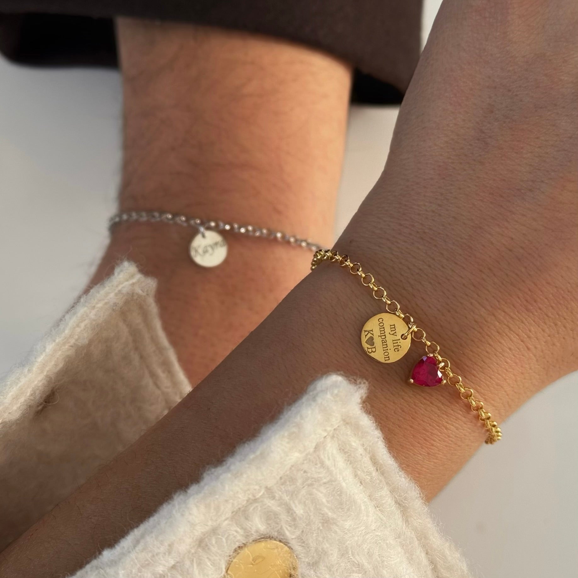 DOCH HERZ GEBURTSSTEIN PARTNERARMBÄNDER | 925 SILBER