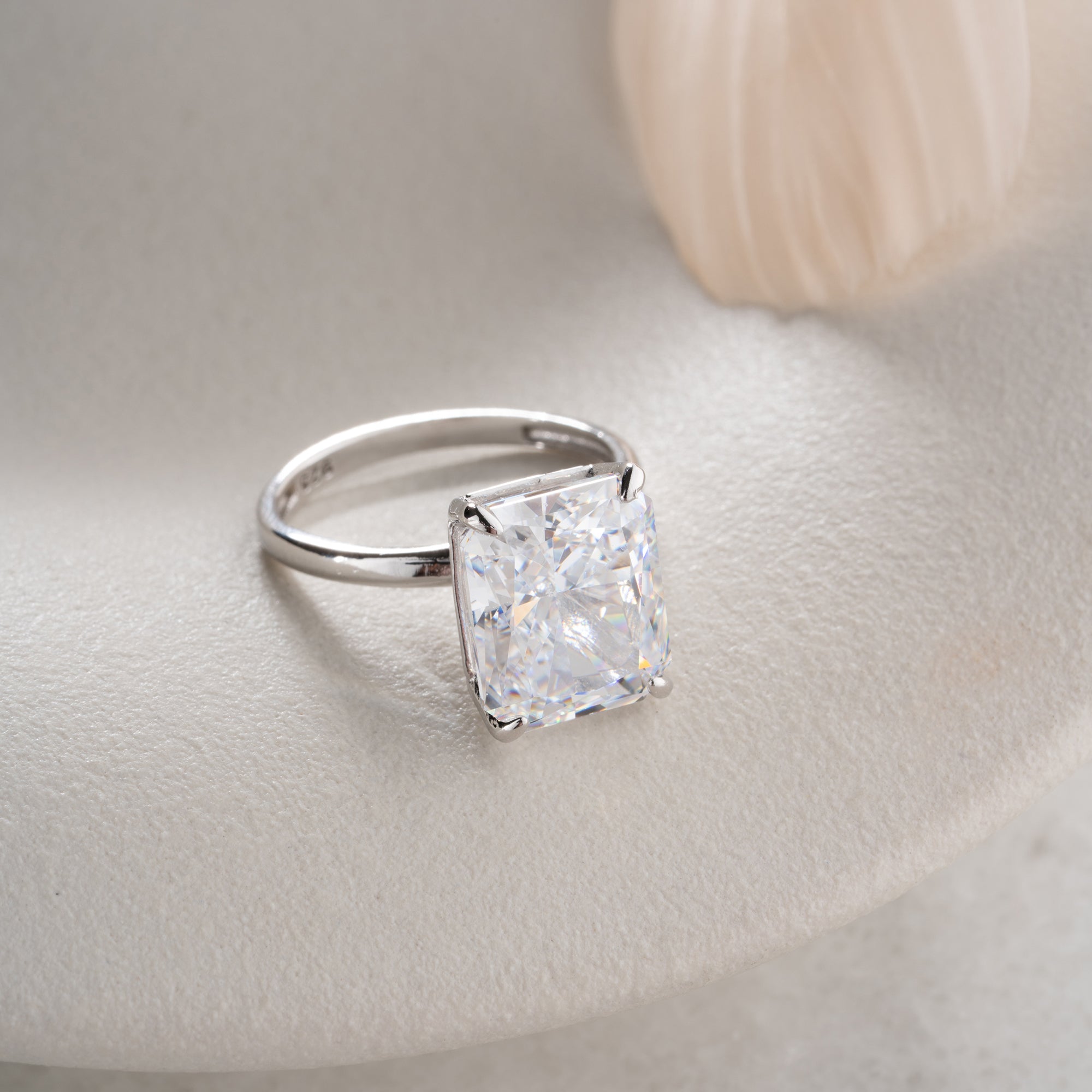 SILBERNER QUADRATISCHER STEIN RING | 925 SILBER