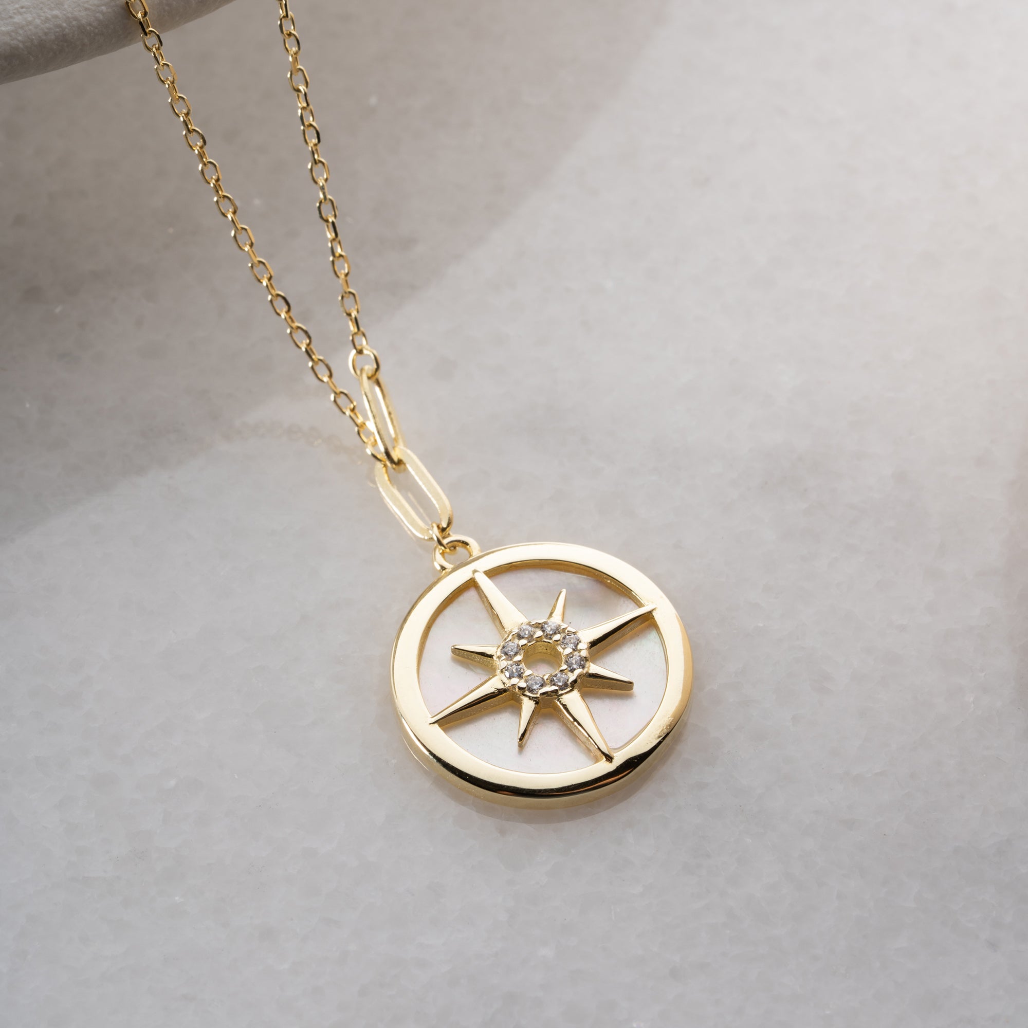 POLARSTERN-PLÄTTCHEN GOLD HALSKETTE | 925 SILBER