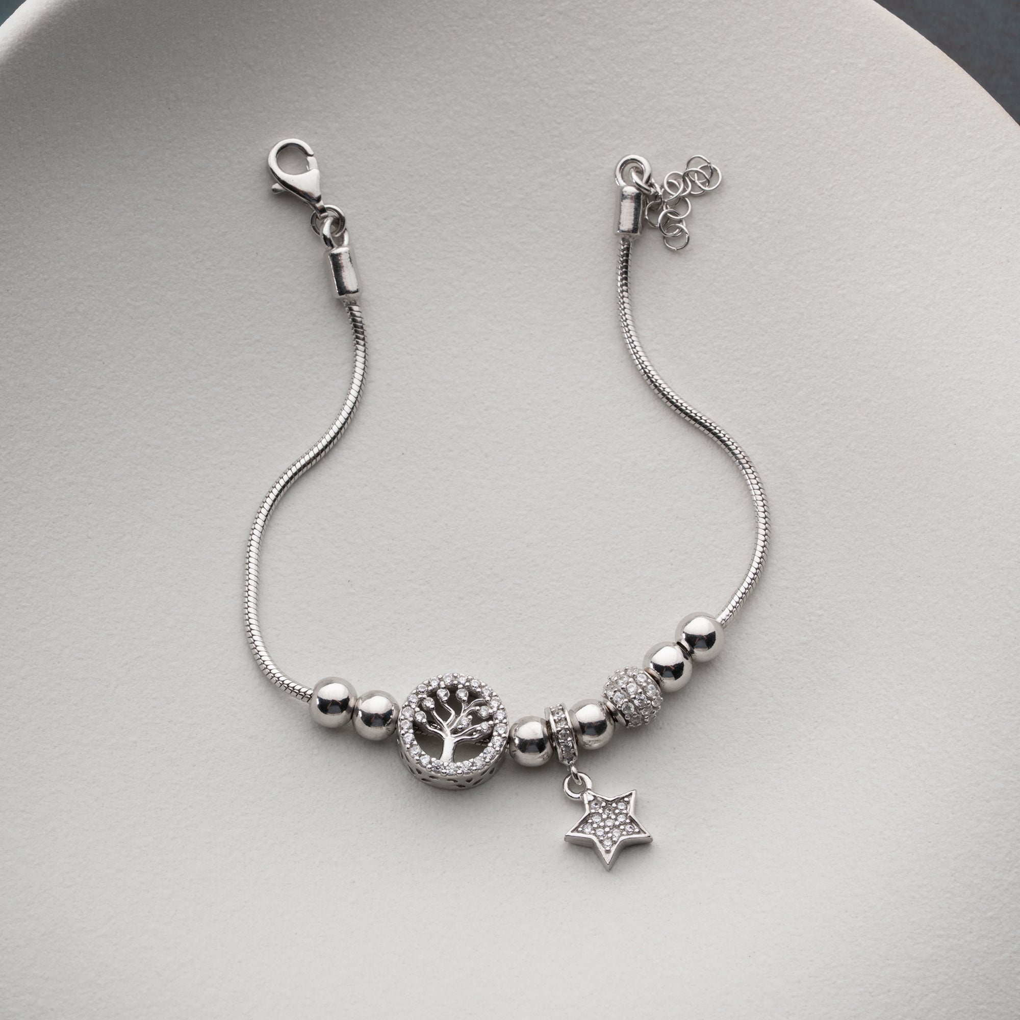 KUGEL MIT STERN ARMKETTE | 925 SILBER